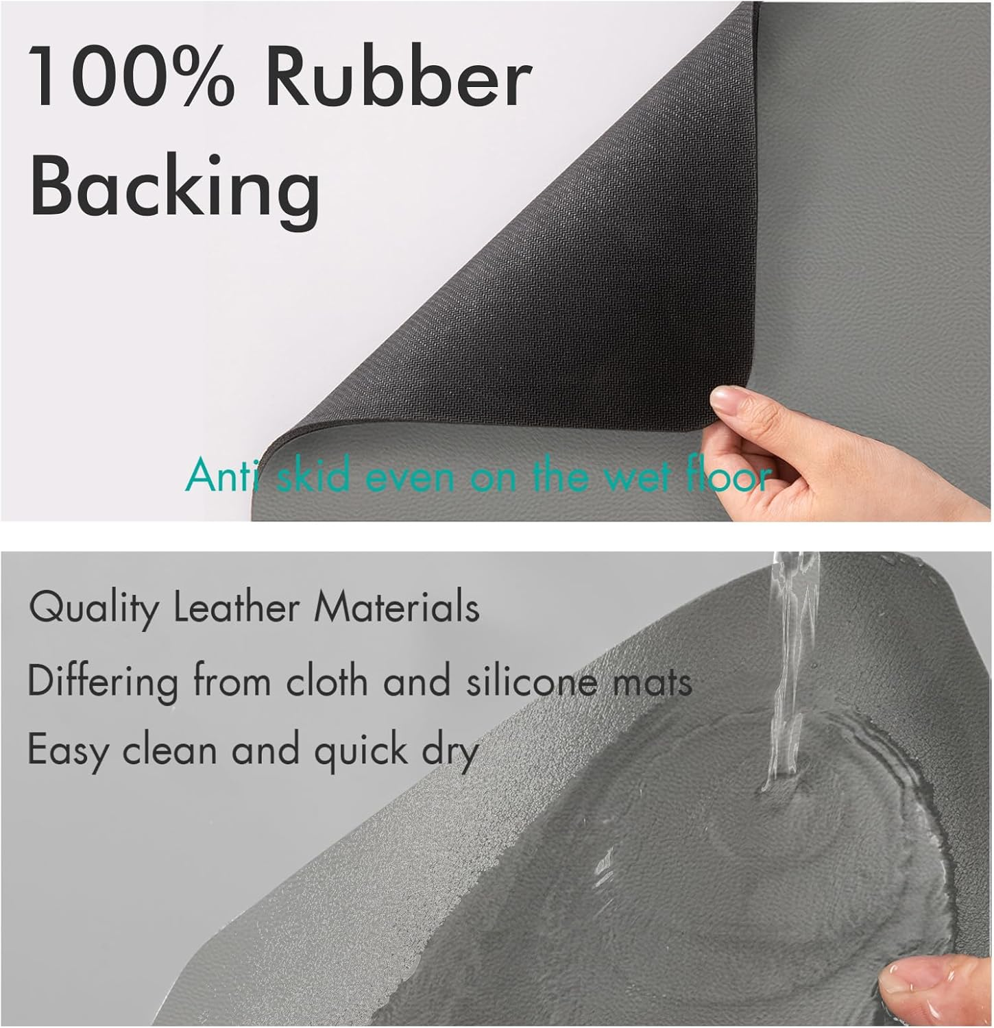 Dish Drying Mat for Kitchen Counter, Dish Drying Pad with Non-Slip Rubber Backed, Hide Stain anti Absorbent for Kitchen Counter (Grey, 60 X 40 Cm) image number 2