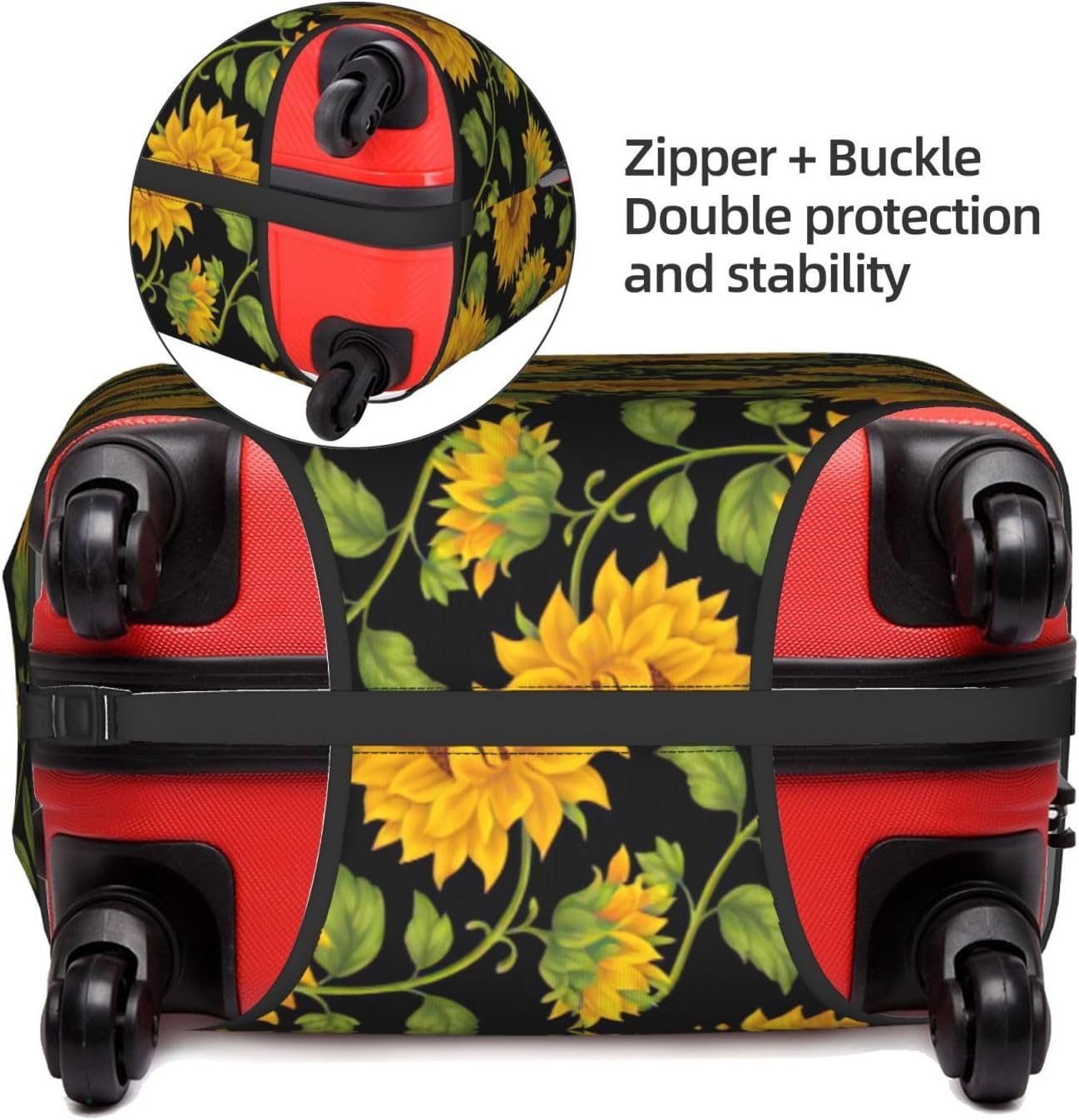 Odddot Sunflower Pattern Print Travel Luggage Cover,Suitcase Protector Cover, Washable Baggage Covers,For 18-32 Inch Luggage, Sunflower Pattern, Small image number 5