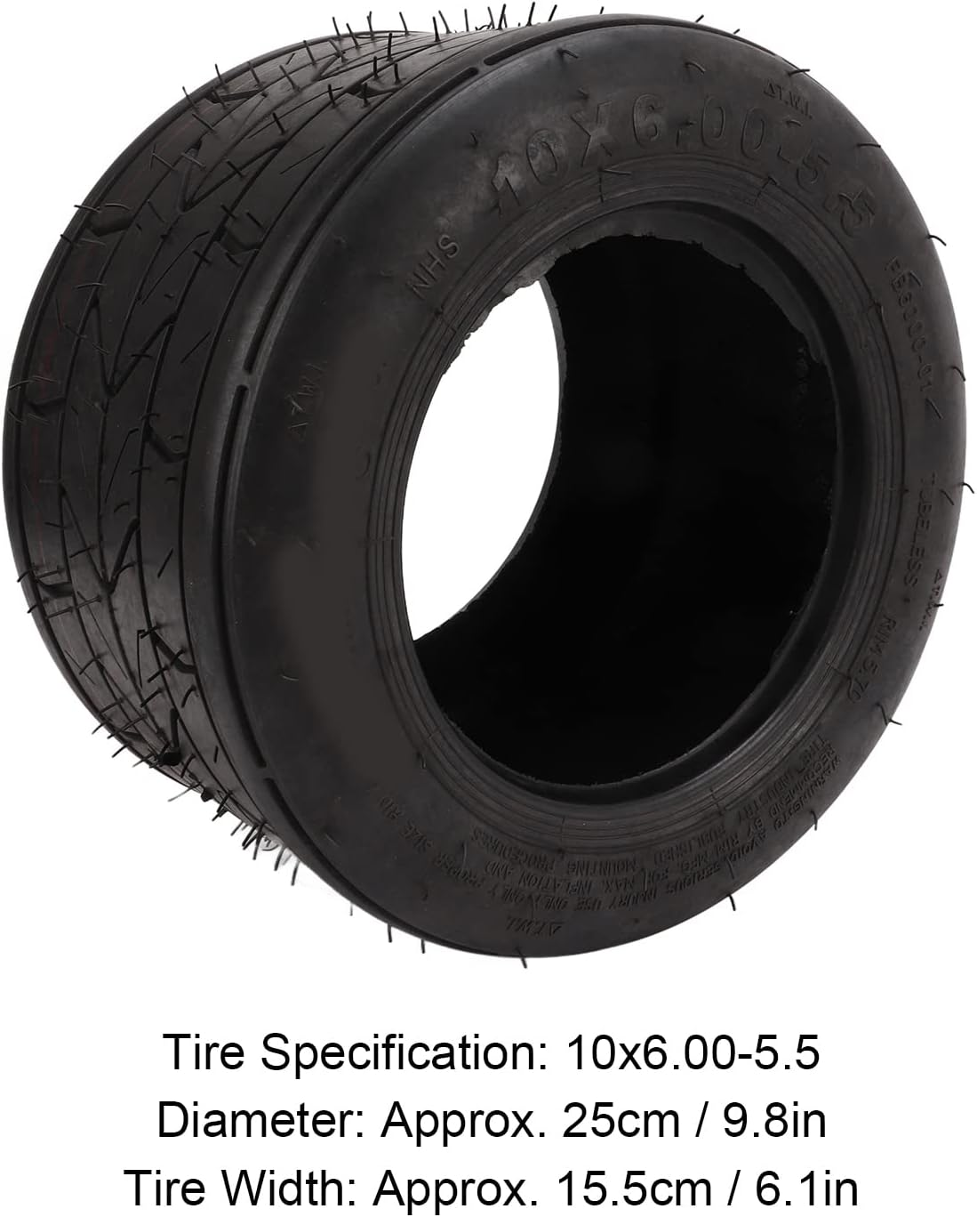 10 Inch Wide Tyre, 10 X 6.00-5.5 Vacuum Tyre, Durable for Motor for Electric Scooter image number 5