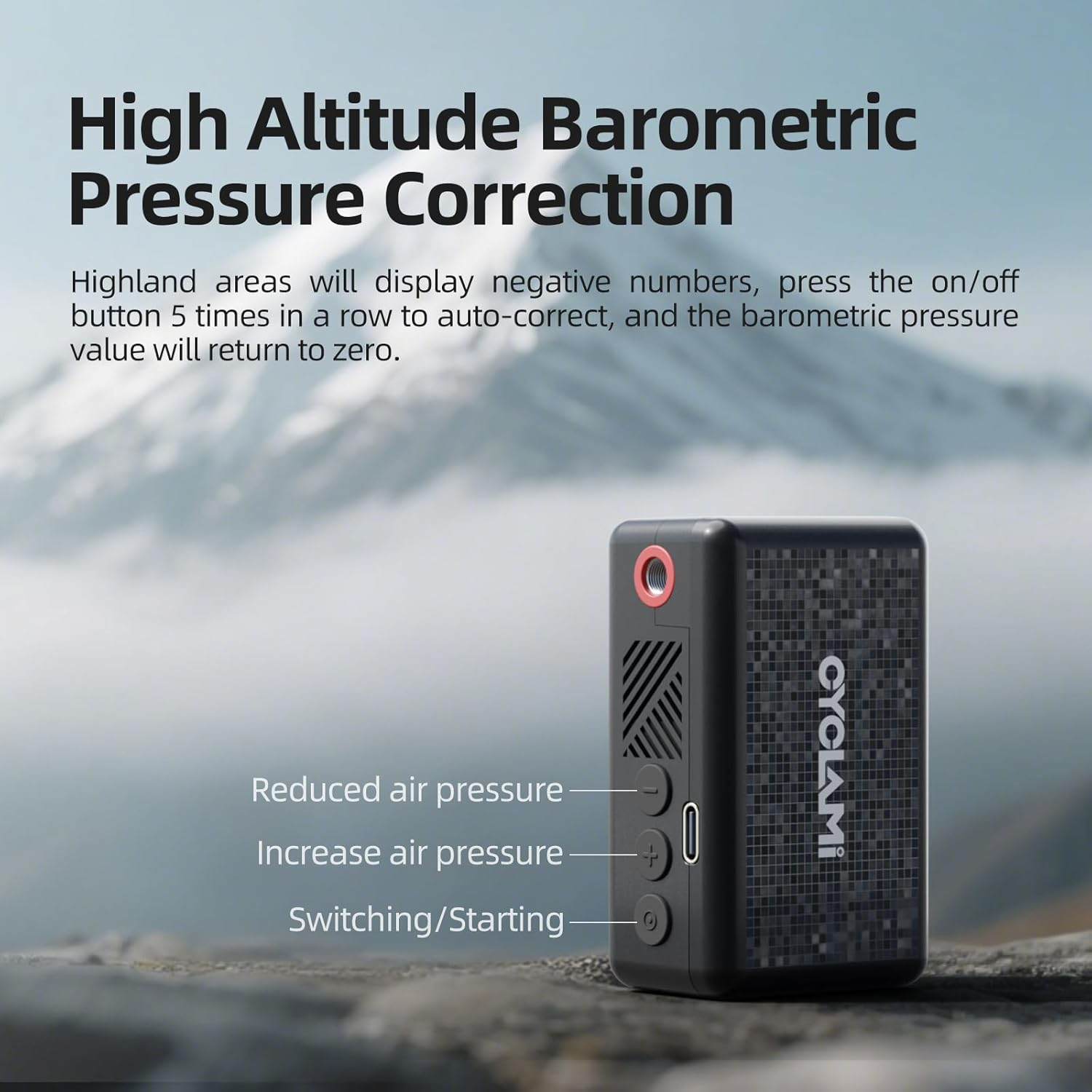 CYCLAMI Mini Electric Bike Pump,130Psi Tiny Electric Bicycle Air Pump, Auto Stop, Presta and Schrader Valve Aluminium for All Bike, Type-C Rechargeable Battery image number 5