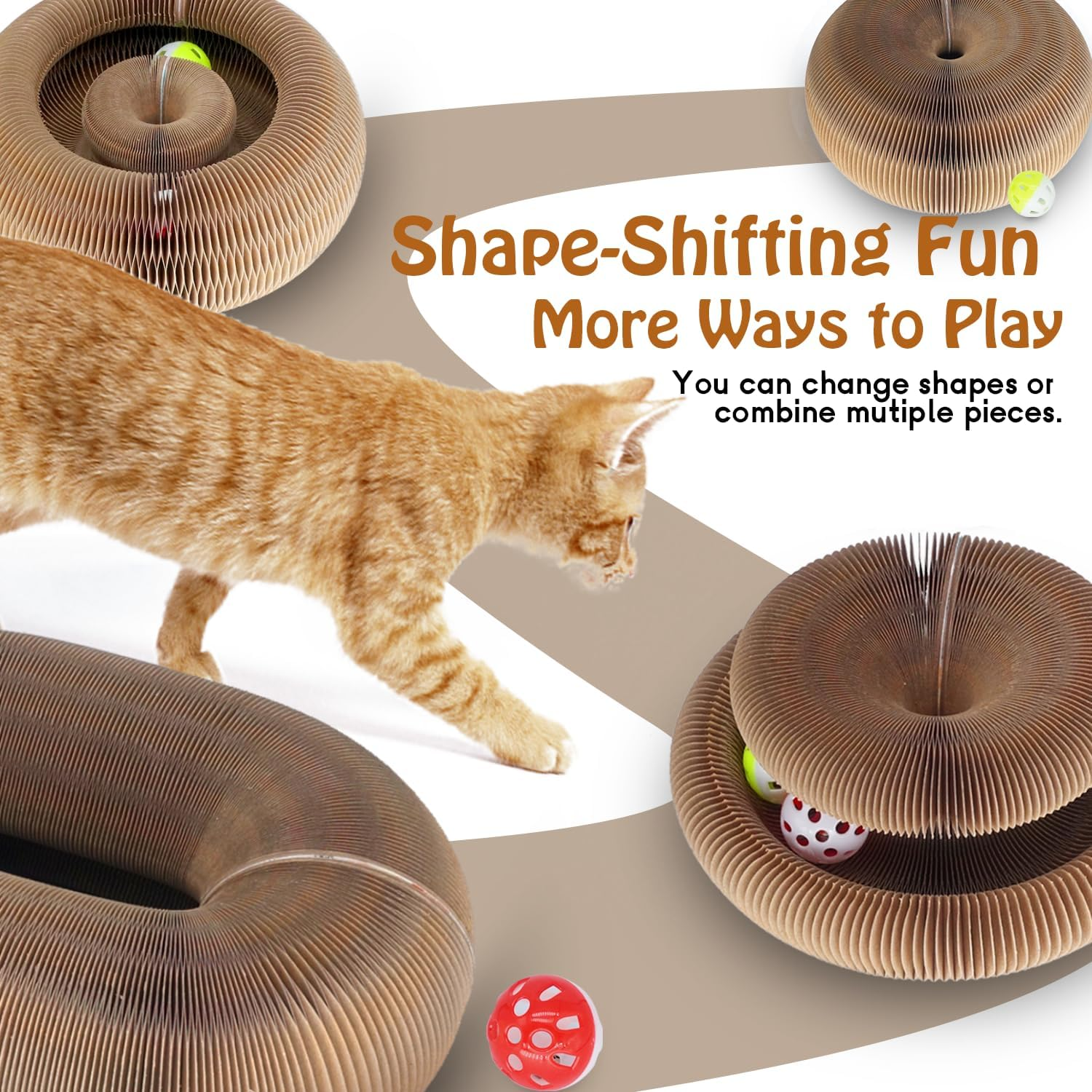 Dosanlues Magic Organ Cat Scratcher Board with 2 Bell Ball, Cat Ball Adventure the Ultimate Interactive Mental Physical Exercise for Indoor Cats Toy image number 1