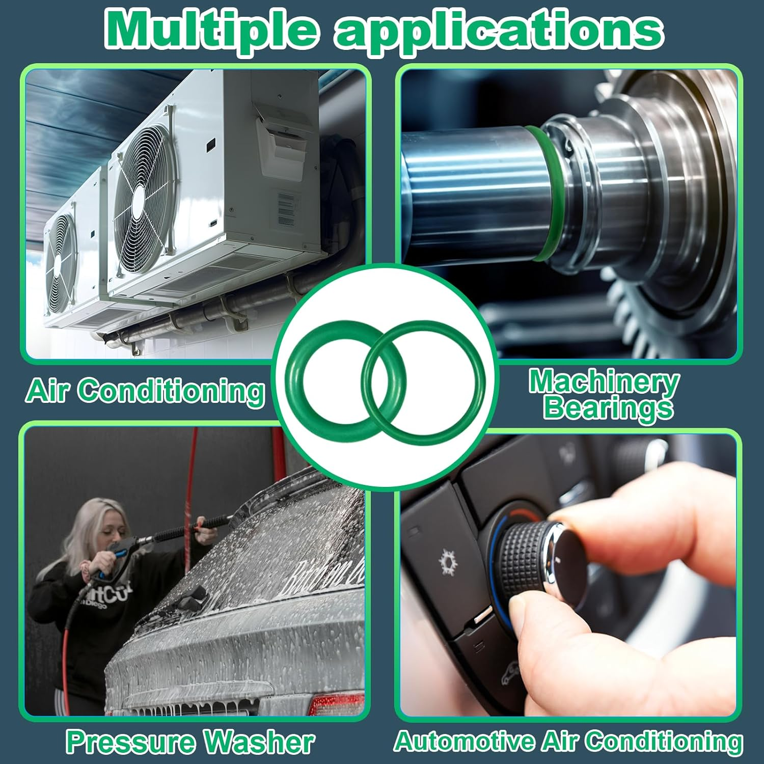 KEZE 595 Pcs Metric and SAE Air Conditioning O Ring Kit,36 Size Seal Rubber O-Rings Assortment Set for Compressor Automotive A/C Plumbing Repair Id:3-22Mm (Green) image number 4