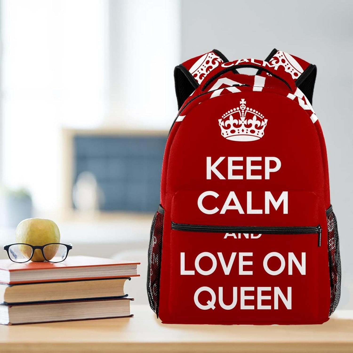 Red White Motivation the Love on Queen Backpack Students Shoulder Bags Travel Bag College School Tote Backpacks image number 4