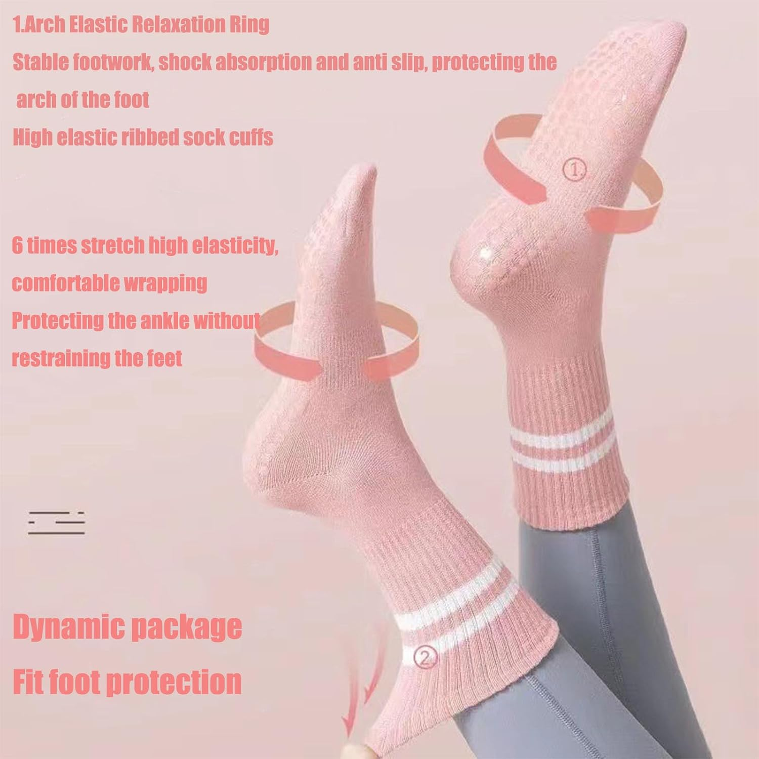 8 Pairs Pilates Yoga Socks with Grips for Women,Non-Slip Gym Trampolines Grip Sticky Soft Sport Socks,Mid Calf Design for Yoga Pilates Barre Dance Ballet Workouts, Assorted Colors