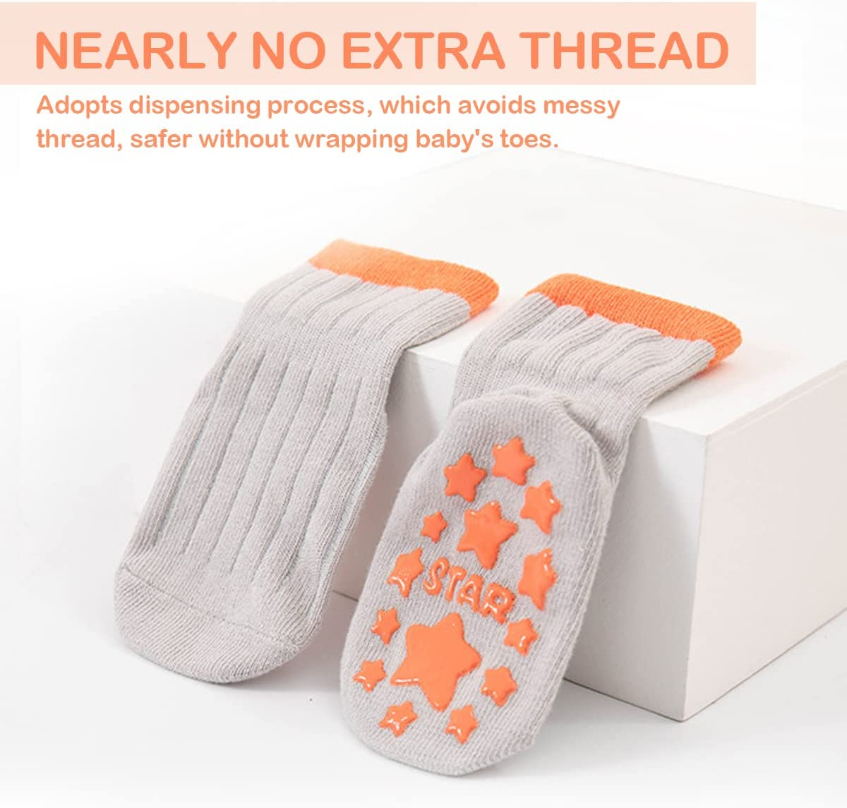 Baby Socks with Grip 5 Pairs, Ultra-Soft Cotton Anti-Slip Toddler Crew Socks for 0-12 Months/1-3/3-5/ Years Old Boys Girls Kids Infant Non Slip Ankle Socks Unisex Crawling Socks for Babies image number 5