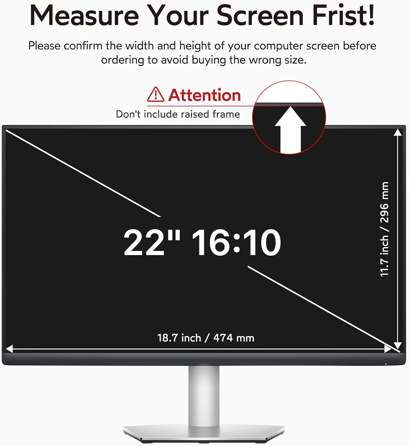 BERSEM 22 Inch Monitor Computer Privacy Screen Filter for 16:10 Ratio,Removable Monitor Anti-Glare & Privacy Filters for 22 Inch, anti Blue Light, Anti-Spy, Anti-Scratch, Uv-Blocking Peripherals image number 1