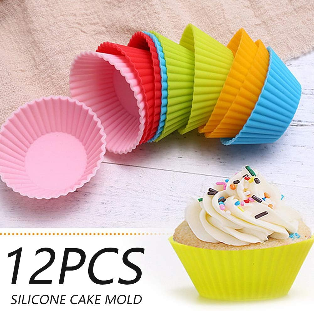 SEIWEI 12 Pcs Silicone Baking Cups Tins for Puto Cups, Mini Foil Pans, round Egg Tart Tins Mold for Baking and Cooking for Mini Cakes Tarts Muffin Cupcakes Brownies Jello image number 2