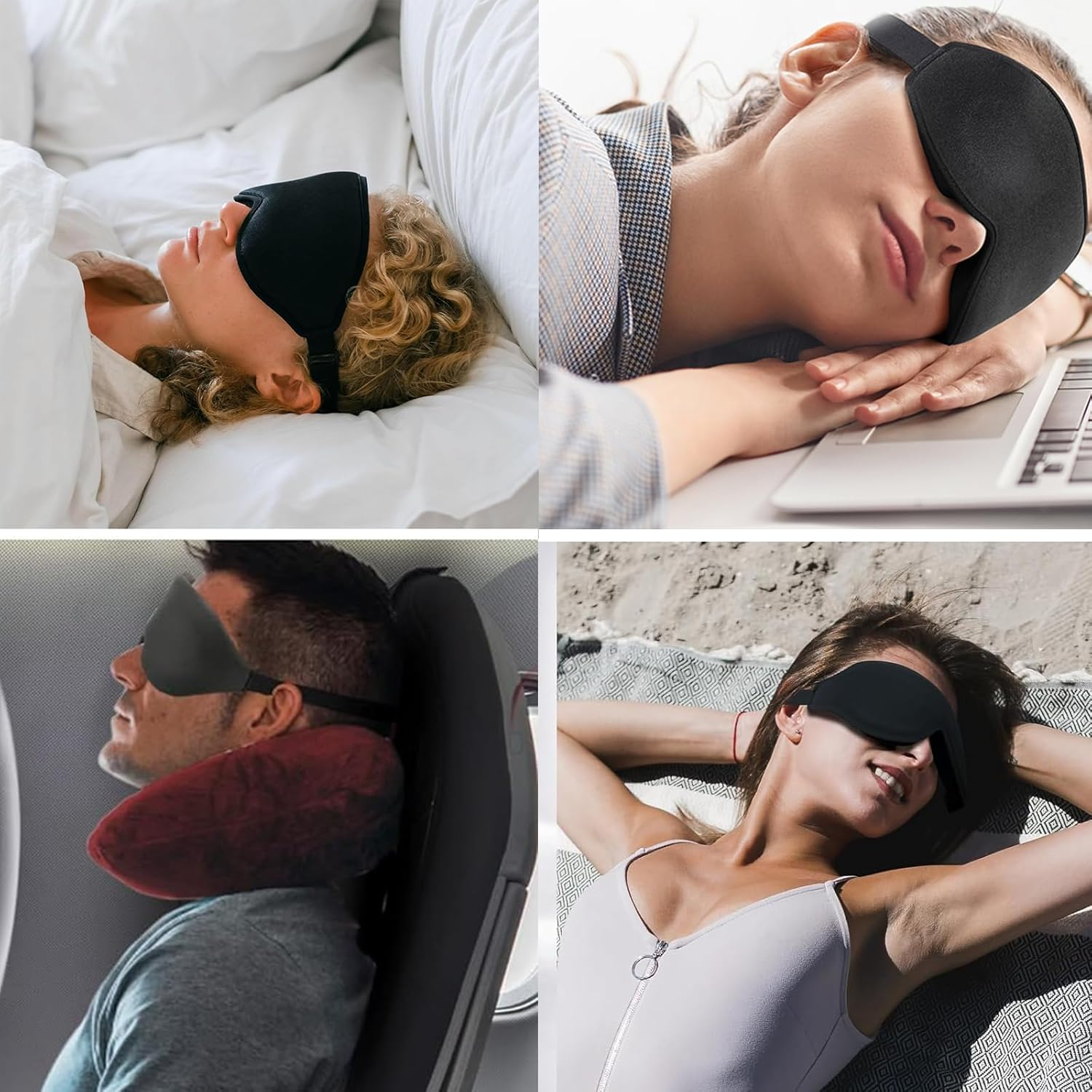 Sleep Eye Mask, 3D Deep Contoured Eye Covers for Sleeping, Block Out Light Eye Mask, Zero Eye Pressure Blindfold for Men Women with Adjustable Strap for Sleeping, Traveling (Black) image number 1