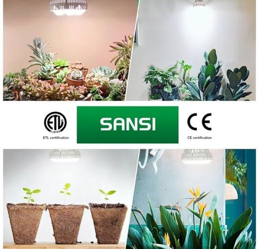 SANSI 24W LED Grow Light Bulb Daylight Full Spectrum E27 and Sunlight White Grow Light Lamp for Indoor Garden Houseplants image number 4