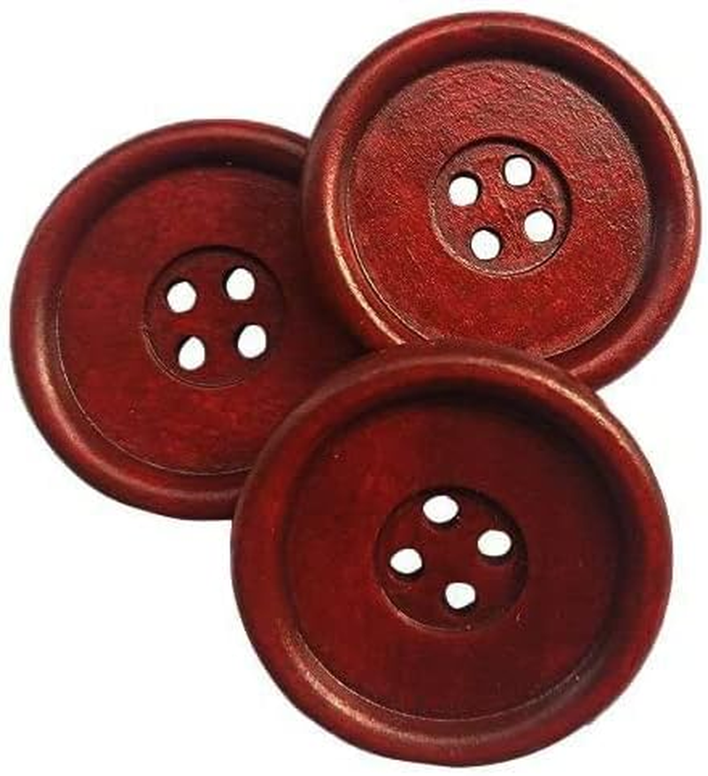 Chenkou Craft 30Pcs Big Size 40Mm 1 1/2" round Wood Buttons 4 Holes Craft Sewing Button (Mix)