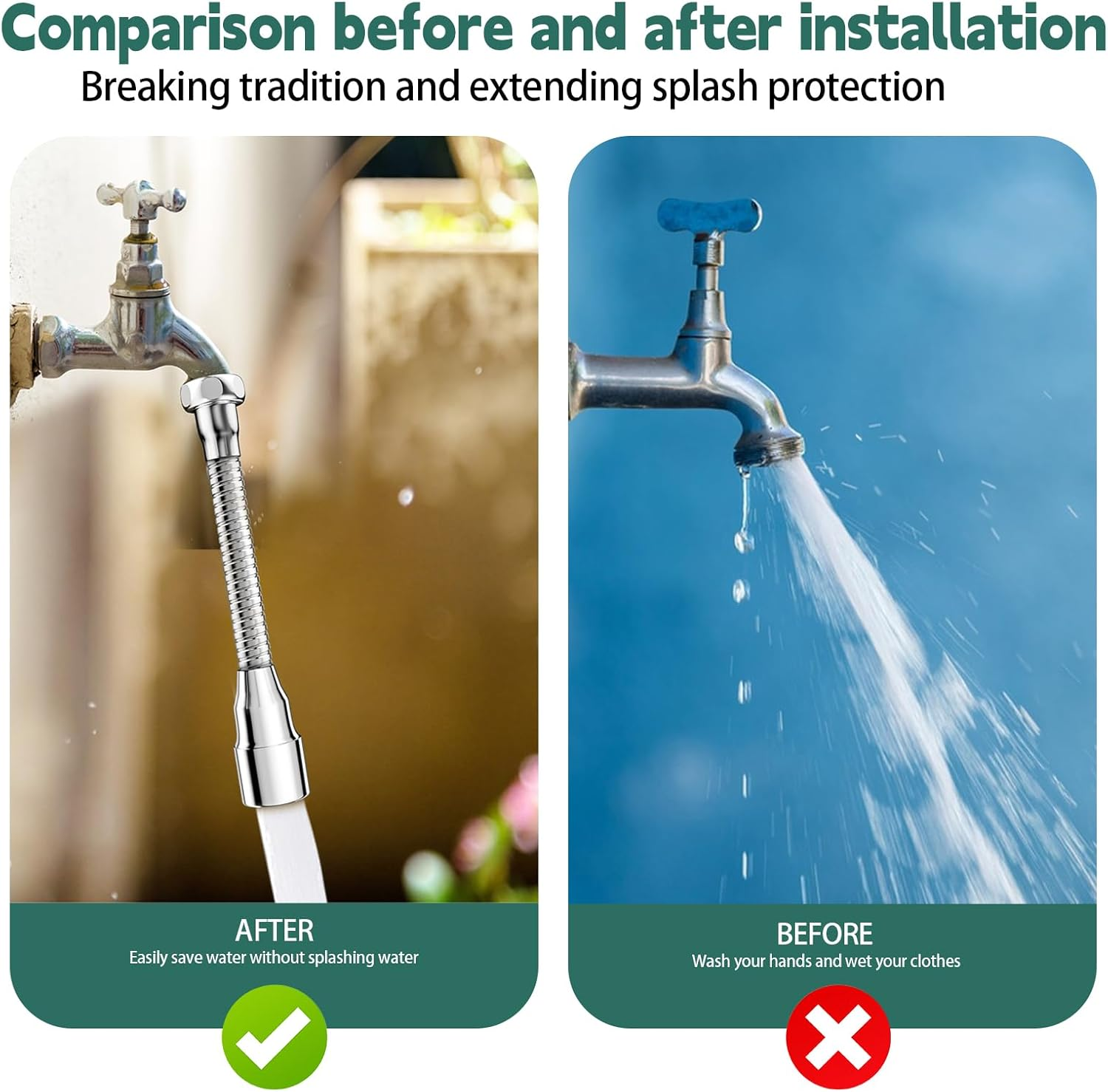 Kitchen Tap Extension, Pack of 2, 360&deg; Swivelling Multifunctional Faucet Extender Tap 14 Cm Tap Extension for Kitchen, Sink, Bathtub image number 3