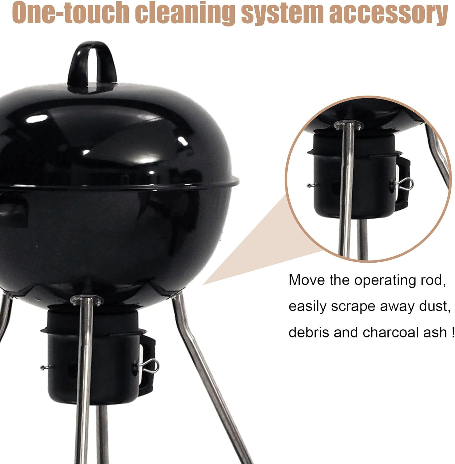 22-1/2 Inch One-Touch Cleaning System Kit for Weber Grill, 7444 Grill Replacement Parts for Weber Thickened Heat Resistant Kettle Grill Replacement Parts for Weber Charcoal Grill