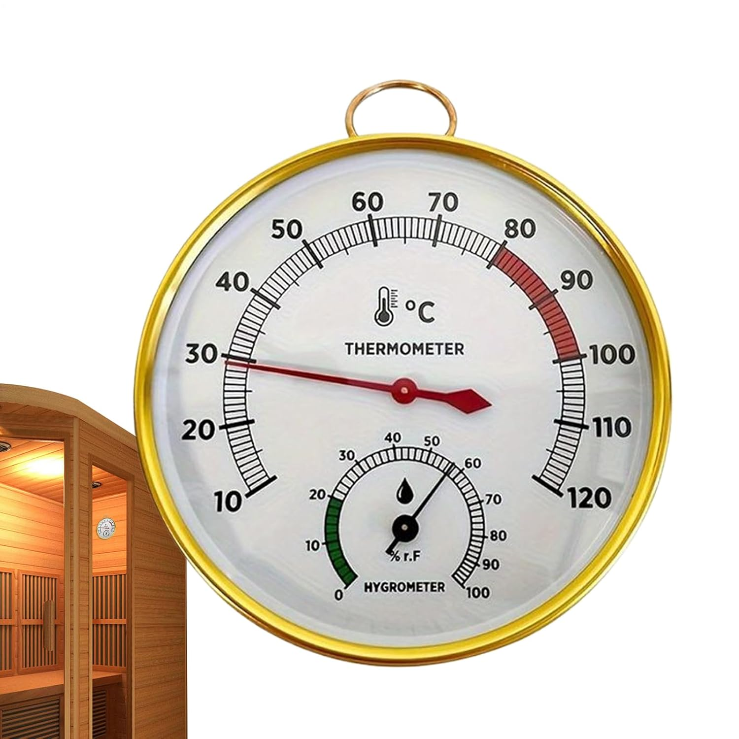 Sauna Temperature Gauge &ndash; Portable Temperature Humidity Monitor, Durable Hydrothermograph Meter | for Indoor Sauna Home Bathroom Shower Swimming Pool Steam Room Spa Relaxation image number 2