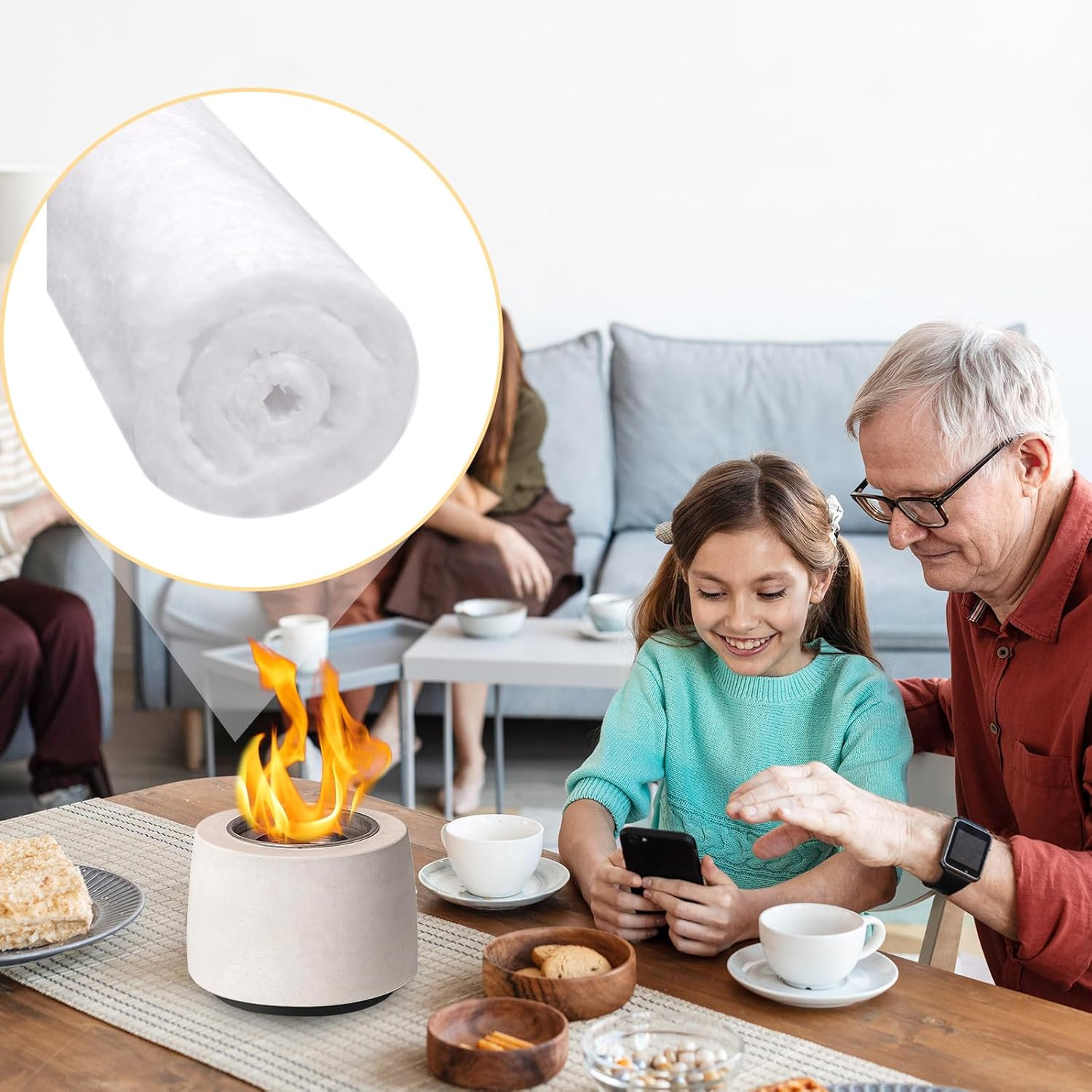 Holymaji 6 Pieces Ceramic Wool Sponge Replacement for Tabletop Fire Pit Bowl to Extend Burning Time - Ceramic Wool Wick Insulation for Bioethanol Fuel Fireplace (12" D X 8" W X 2" H) image number 4