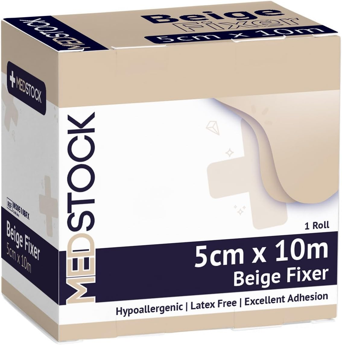 MEDSTOCK Non-Woven Fabric, Beige Fixer Roll, 5CM X 10M, 1 Roll, Wound Care, Adhesive Dressing Tape, Medical Device Securer, Flexible and Soft, Stable and Dependable, Increases Patient Comfort image number 5