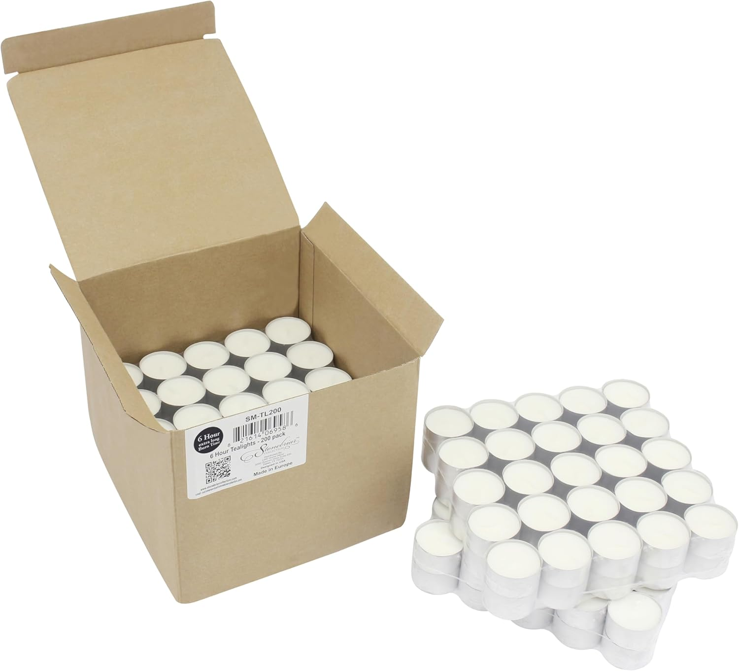 Stonebriar DTL-100-8 Long Burning Tealight Candles - White - Unscented - 100 Pack, White, 200 Pack (6-7 Hour) image number 5