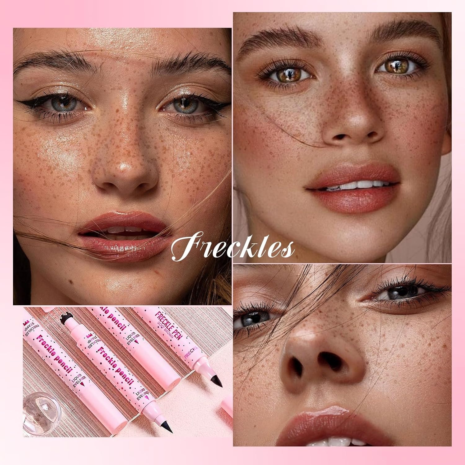 Noerrors 2 X Freckle Stamp Pen for Naturally Lifelike Freckles 2 in 1 Freckle Stamp Eyeliner and Soft Dot Dot Pen Waterproof Long-Lasting Makeup #Light Brown image number 4