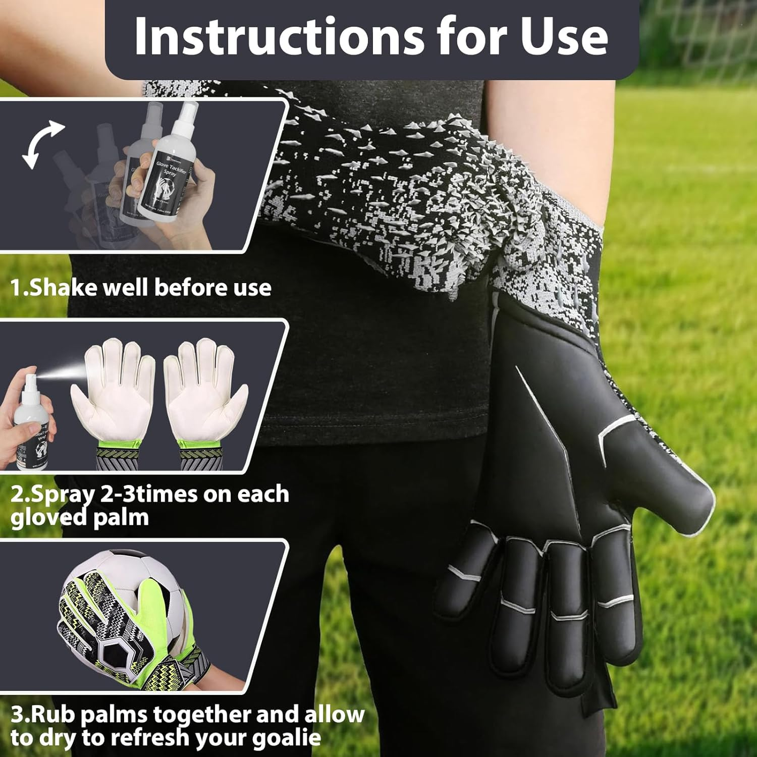 WAN2TLK 200Ml Goalkeeper Gloves Tackifier, Goalie Glove Spray Glue, Sticky Spray for Football Gloves Enhanced Grips on Any Glove image number 4