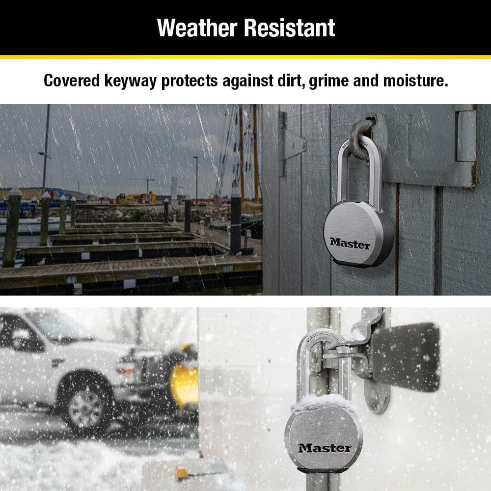 Master Lock Magnum Heavy Duty Solid Steel Silver Padlock with Key, Cut Resistant Gate Locks for Outdoor Fence or Shed, 14/32 X 2 X 15/16 Inches, M930XKADLH image number 6
