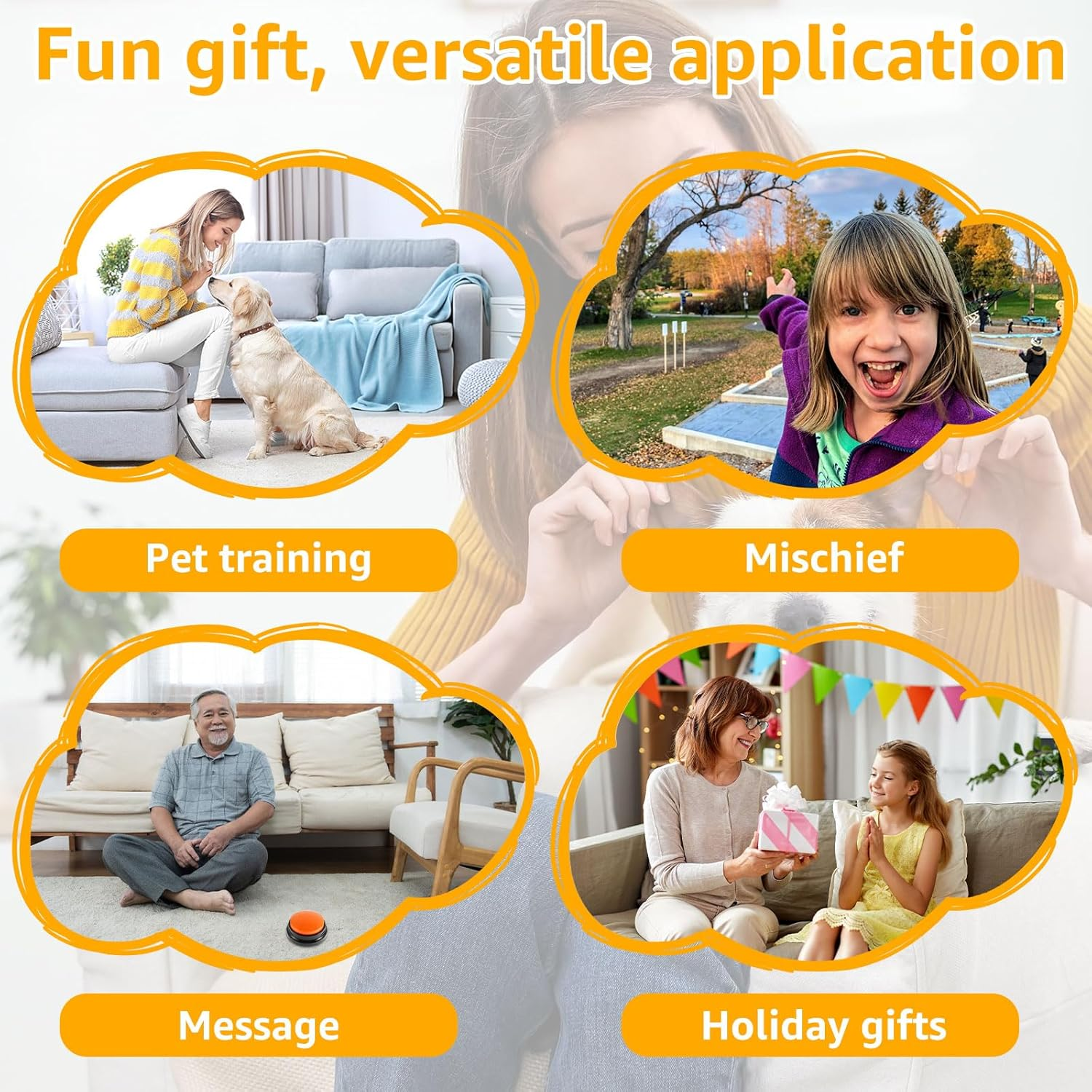 8Pcs Dog Talking Button Recordable Dog Training Buttons 8 Color Dog Training Buzzers 30 Seconds Voice Recording Battery Operated Pet Communication Buttons for Pet Dog Training image number 1