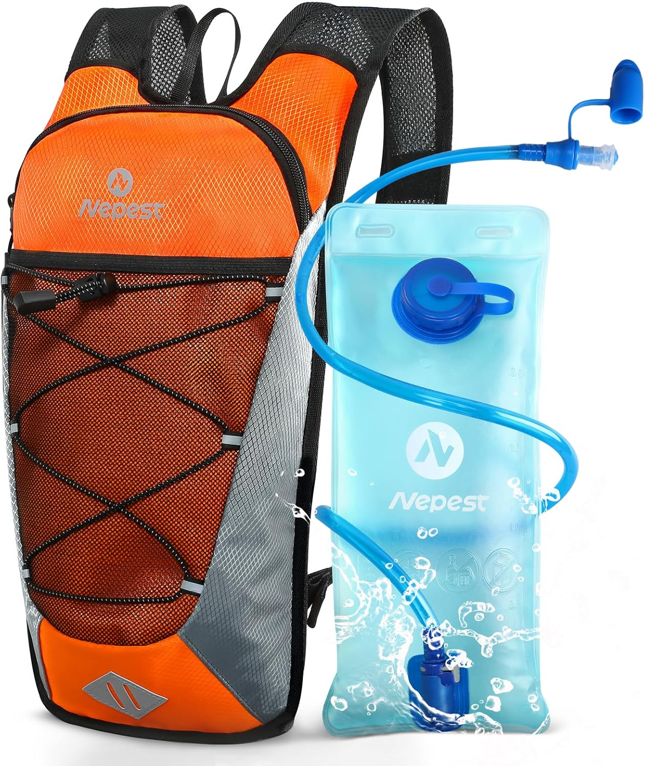 Nepest Hydration Backpack with 2L Water Bladder for Cycling, Water Backpack for Hiking Running, Lightweight Hydration Pack