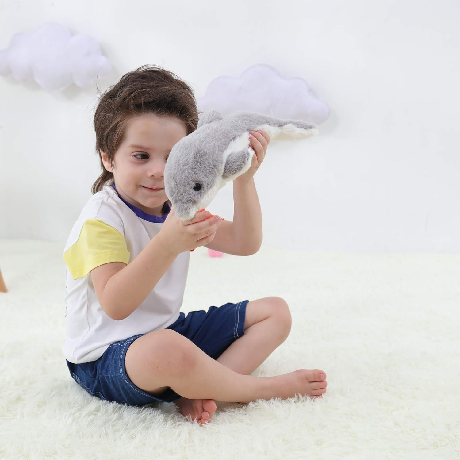 Apricot Lamb Ocean Stuffed Animals Toys Plush Gray Dolphin Sea Animal Soft Cuddly Perfect for Girls Boys (Gray Dolphin, 12 Inches) image number 1