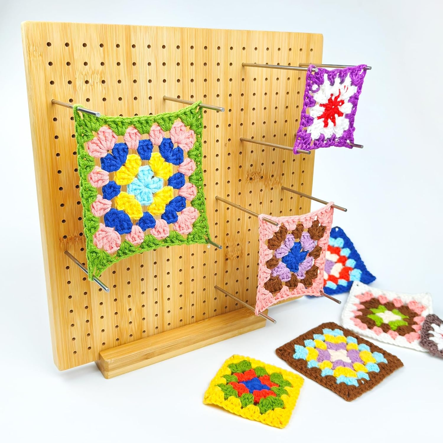 Mint'S Colorful Life 28Cm Crochet Blocking Board with 20 Pcs Steel Pins and 5 Crochet Hook, Bamboo Wooden Knitting Blocking Mats for Crocheting Knitting, Granny Squares Crochet Projects Gifts for Mothers Grandmothers image number 4