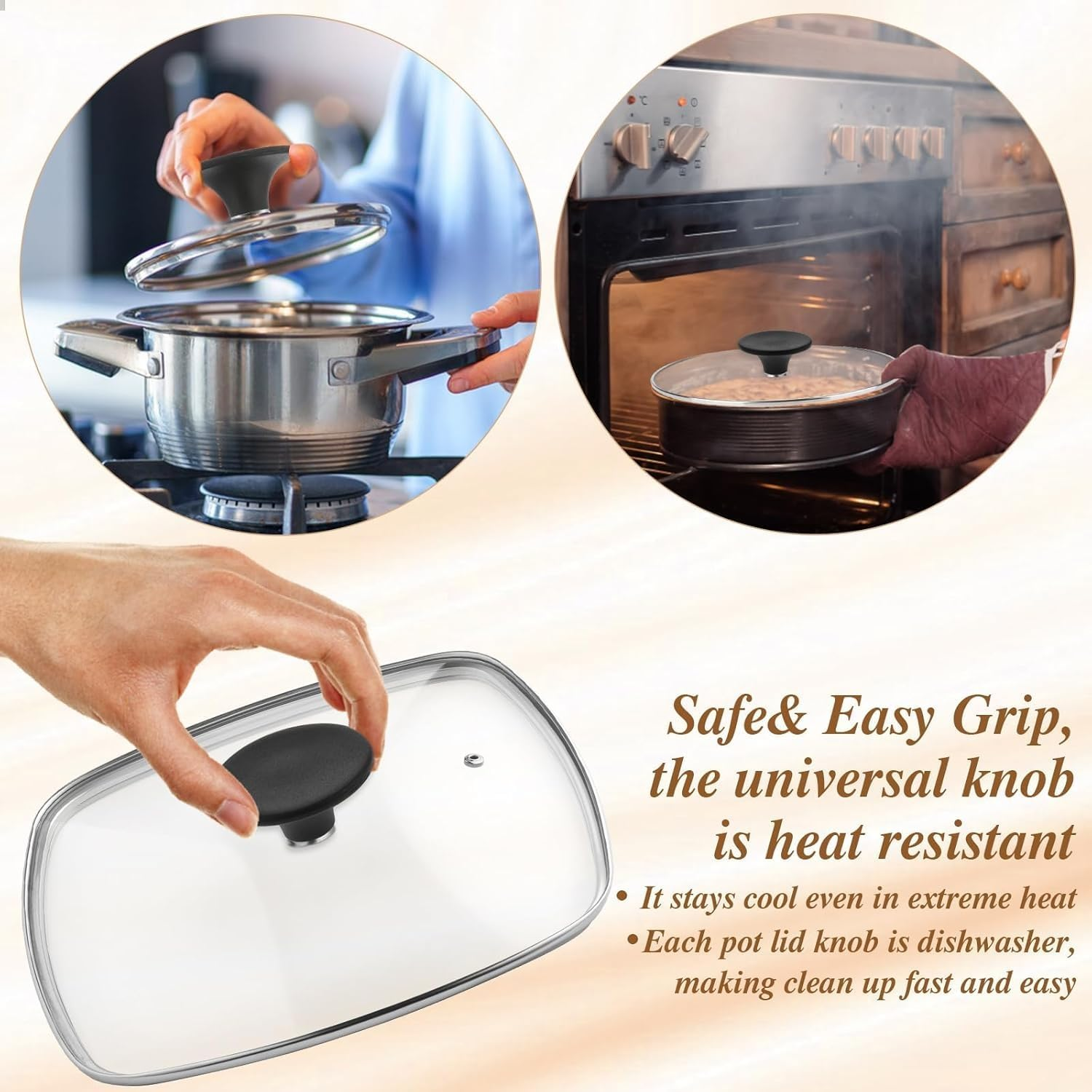 MEZOKUCEL 8 Pcs Universal Pot Lid Knobs, Pot Lid Replacement Knob Replacement, Kitchen Cookware Knob, Circular Handgrip with Screw for Heat Resistant, Frying Pan, Slow Cookers Lid Knobs (8) image number 5