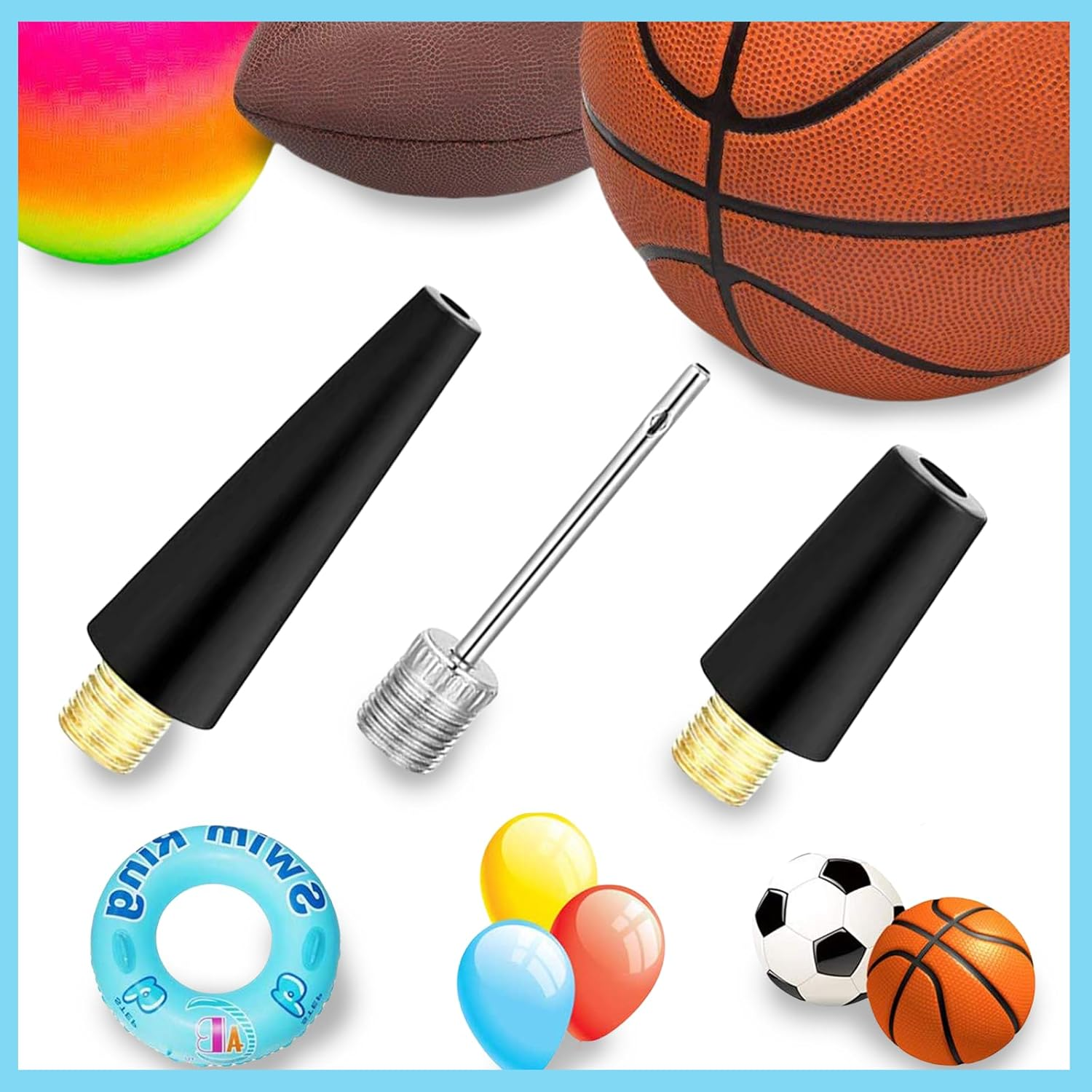 19 Pcs Ball Pump Needle Set - Bicycle Valve Adapter (DV/AV/SV) Air Pump Accessory Kit for All Bike, Sports Ball & Inflatable Equipment image number 5