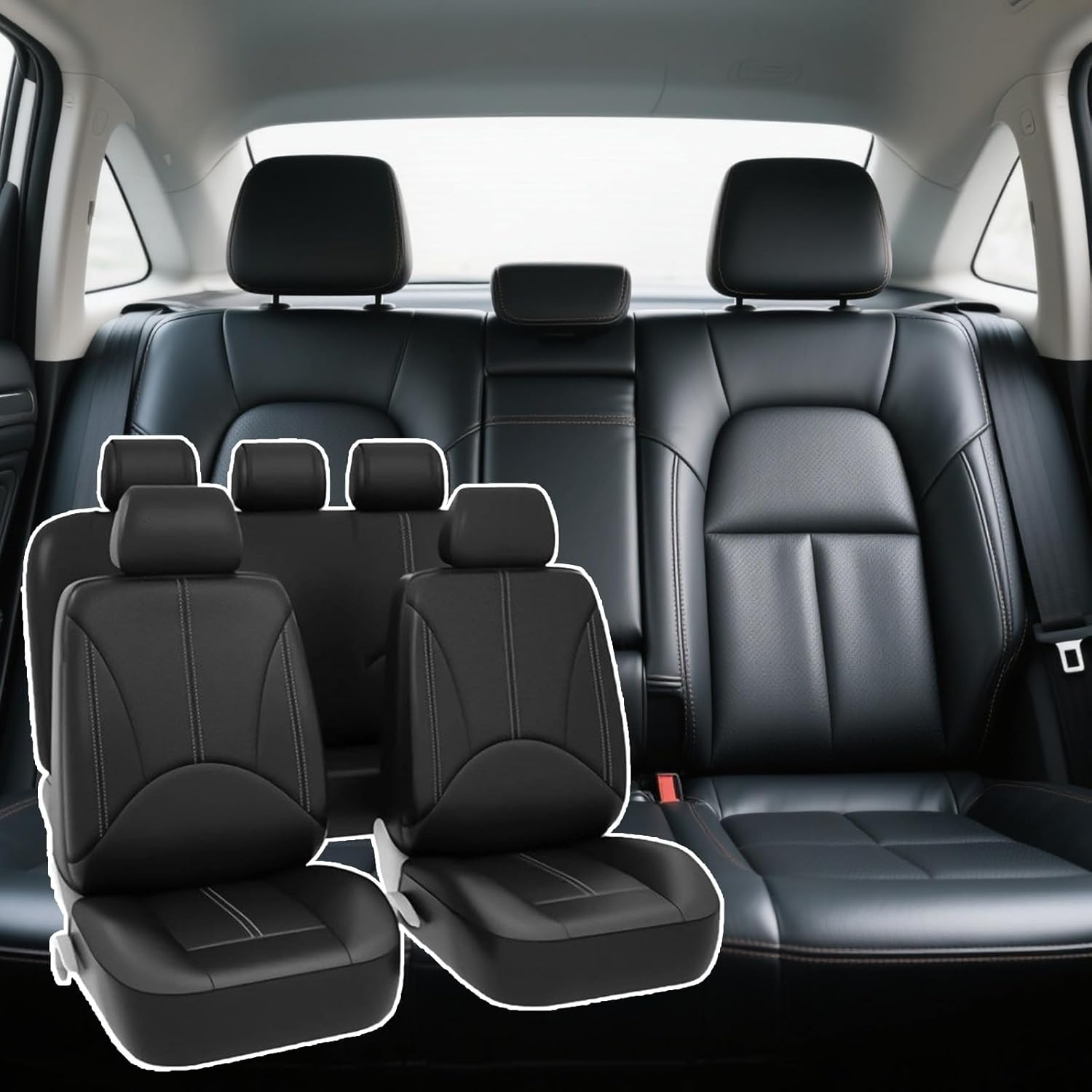 Automotive Seat Covers | Full Set Waterproof Seat Covers for Car - Protector Waterproof Vehicle Accessories for Sedan SUV Van Drivers Passengers Dog Front Back image number 6