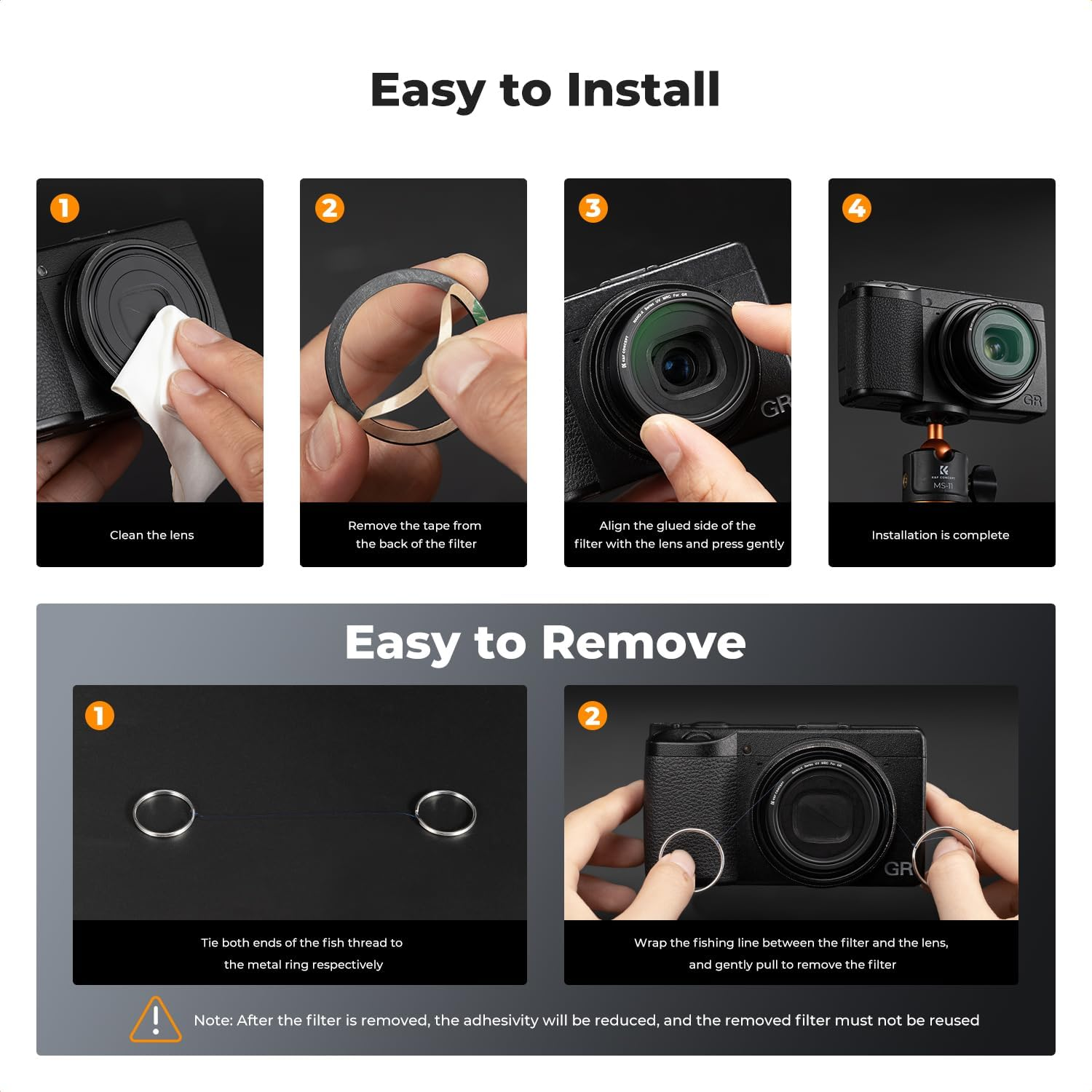 K&F CONCEPT UV Protective Filter for Ricoh GR Iiix GR Iiix HDF GR3X HDF GR III GR III HDF GR3 HDF & GR II GR2, 28 Layers Mulit-Coated Ultra Slim UV Filter with Filter Case image number 4