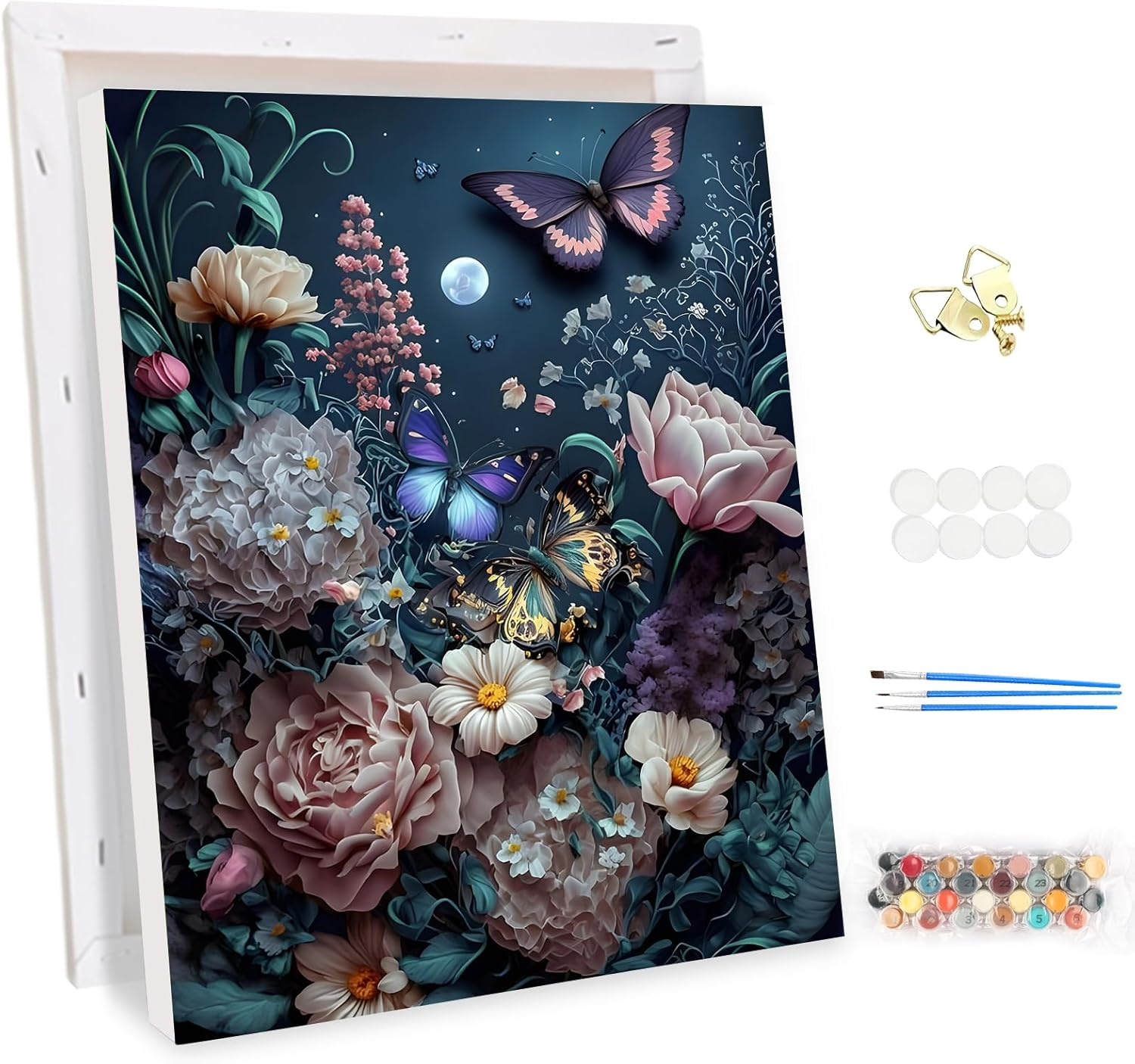 MEIYUDA DIY Paint by Numbers for Adults with Frame Flower, Paint by Numbers Kits Butterfly, Arts and Crafts for Beginner, Paint by Numbers Acrylic Pigment Drawing Paintwork Wall Art 30X40Cm - 02-Florid image number 7