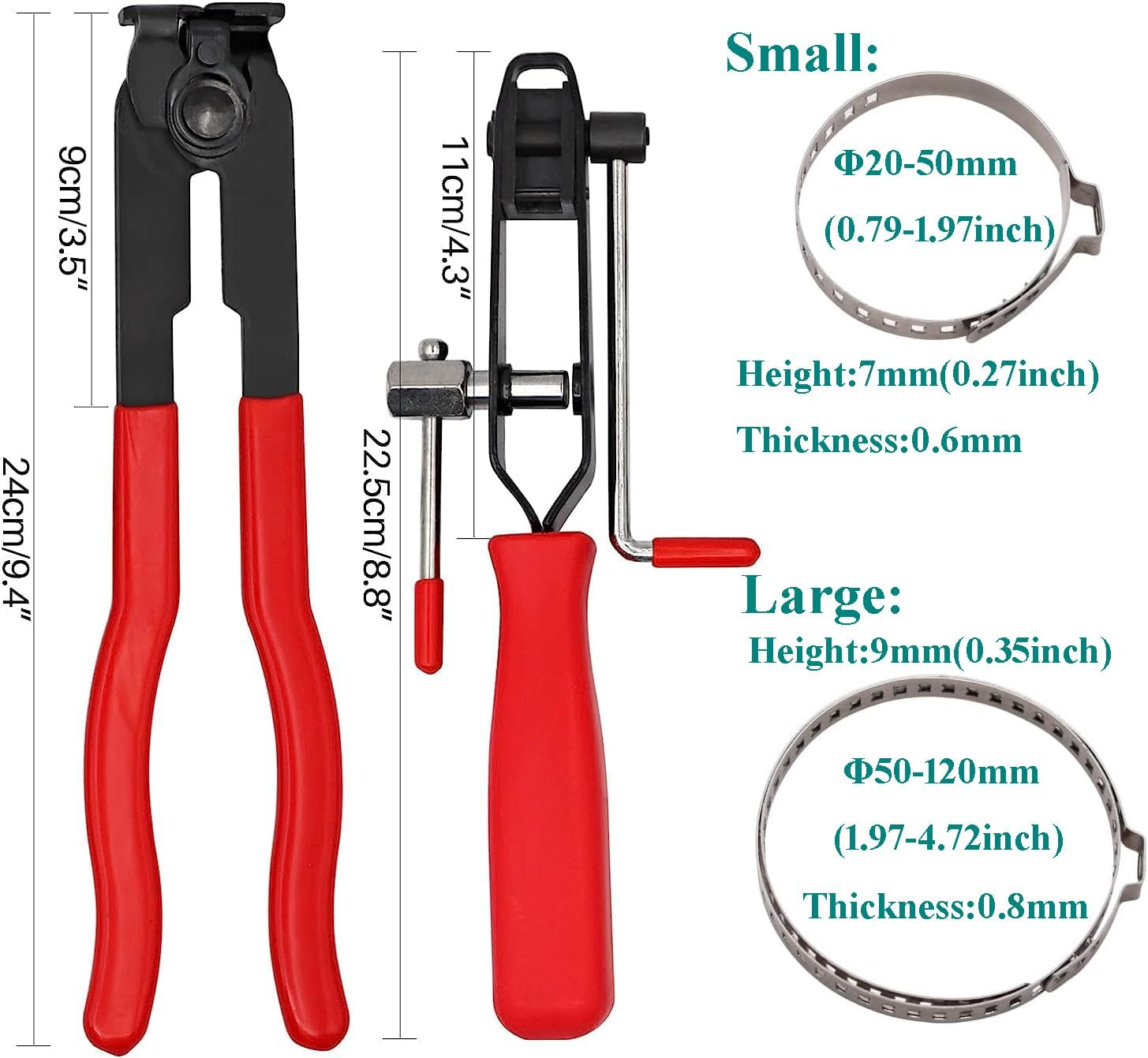2PCS CV Joint Boot Clamp Pliers with 10PCS CV Boot Clamps Kit, Ear Boot Tie Plier, Car Band Tool Kit, Automotive Hose Axle Plier CV Clamp Tool CV Joint Banding Tools for Most Cars image number 2