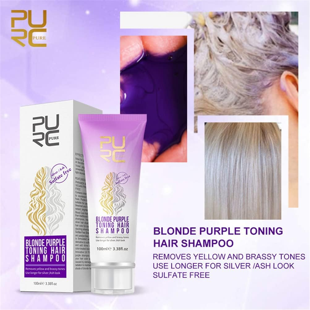 3PCS Purple Shampoo Removes Yellow Brassy Tones of Hair Neutralize Orange Green for Silver Look Salon Home Restore Hair Shine, and Reduce Frizz, Regain Youth for Your Hair image number 6