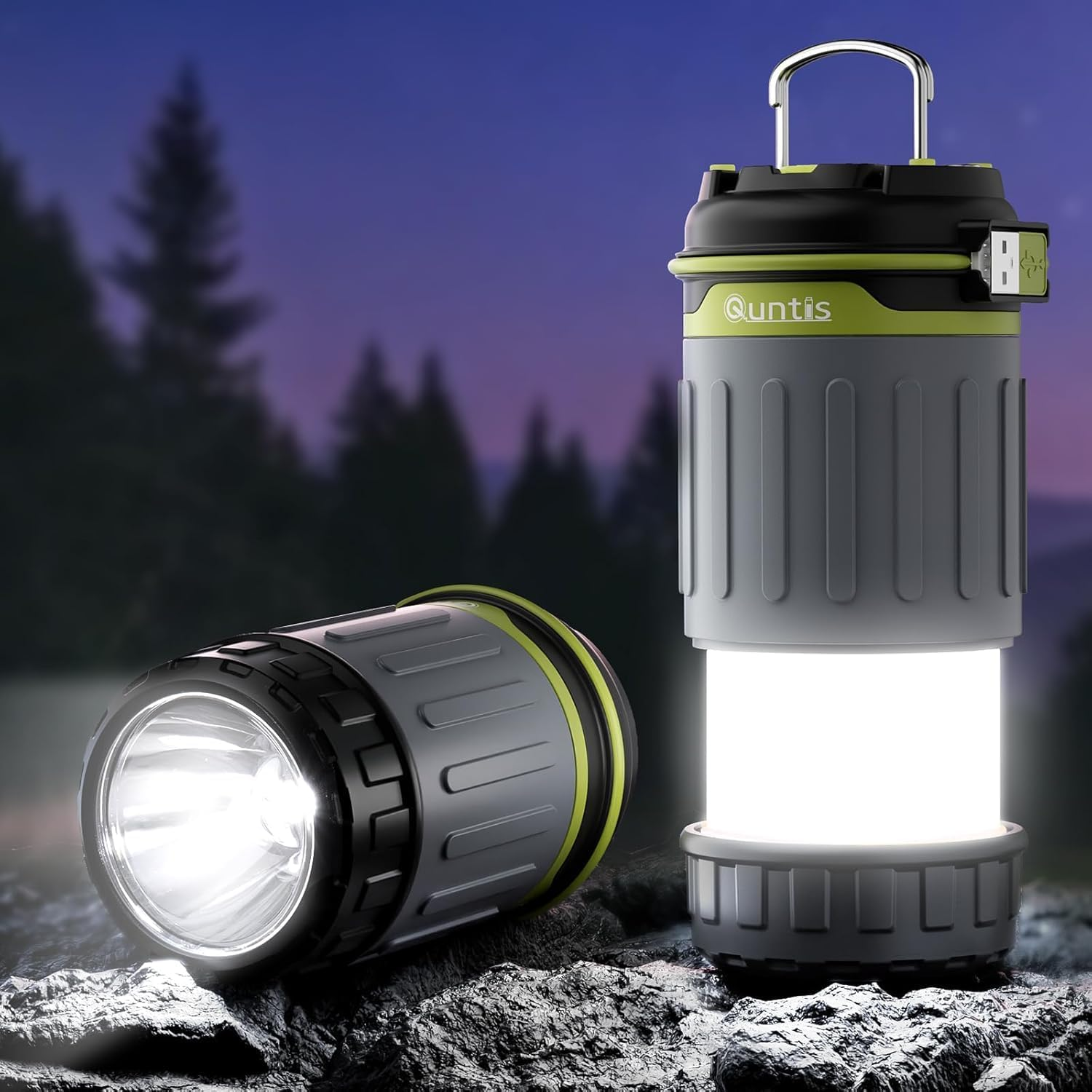 Quntis Camping Lantern Rechargeable, 600 Lumen Telescoping Camping Light, Dimmable 3 Modes with 3200Mah Battery Capacity Tent Lights, Magnetic Base & Foldable Hook for Outdoor, Hiking, Emergency Use image number 5