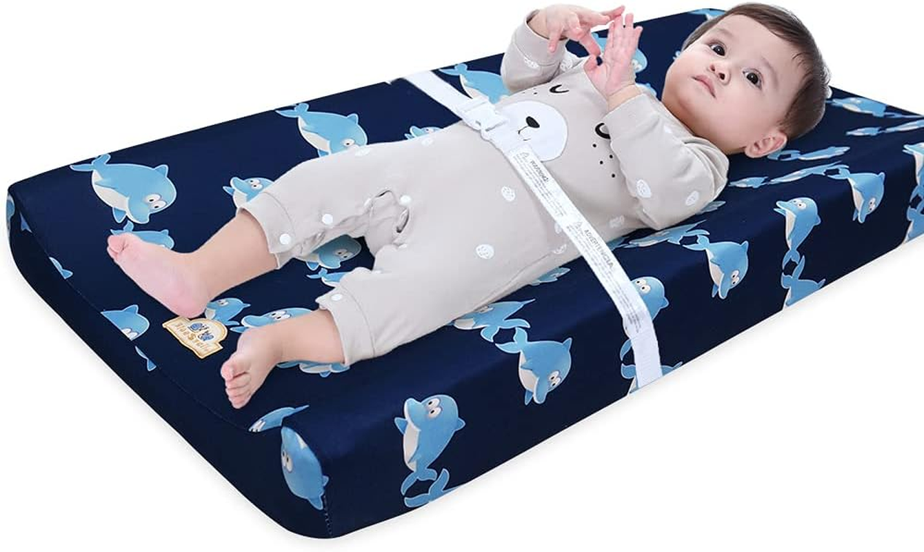 Bluesnail Print Changing Pad Cover Set 2PK, Breathable and Comfortable Changing Pad Cover for Boys and Girls (Navy+ Navy) image number 5