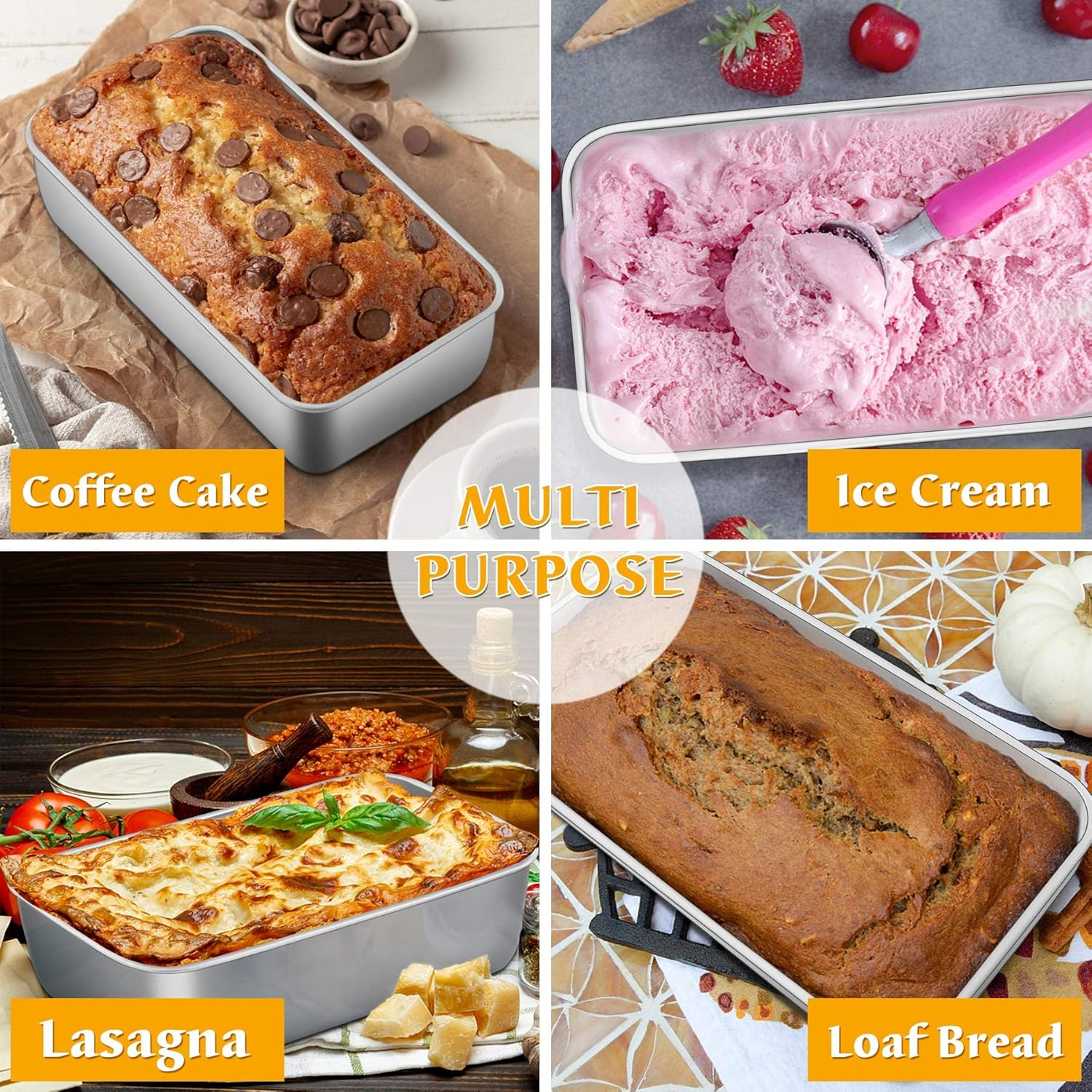 Haware Loaf Tin, Stainless Steel 2Lb Bread Loaf Pan- Bread Oven Tin for Baking Banana Cake/Meat Loaf/Lasagna, 23.5 X 12.5 X 6.5Cm, Healthy & Durable, Brushed Surface & Dishwasher Safe