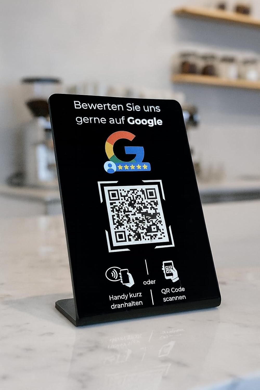 Stand/Sign for Google Reviews with QR Code and NFC (16.5 X 10.5 Cm - Pack of 2 Black) image number 3