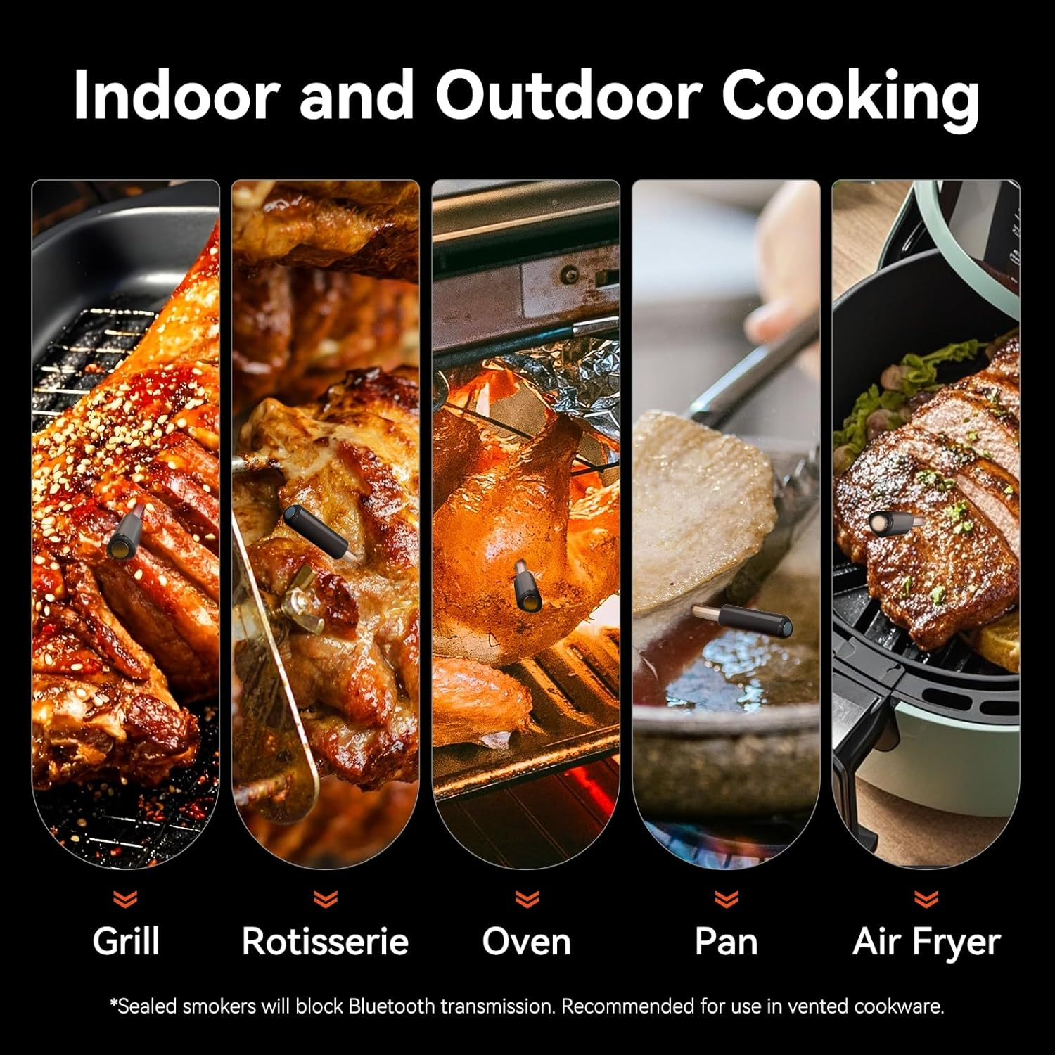 Meatmeet Pro Wireless Meat Thermometer, Wifi and Bluetooth Smart Cooking Thermometer with App Alerts, IP67 Waterproof & Heat-Resistant for BBQ, Oven, Grill, Air Fryer image number 2