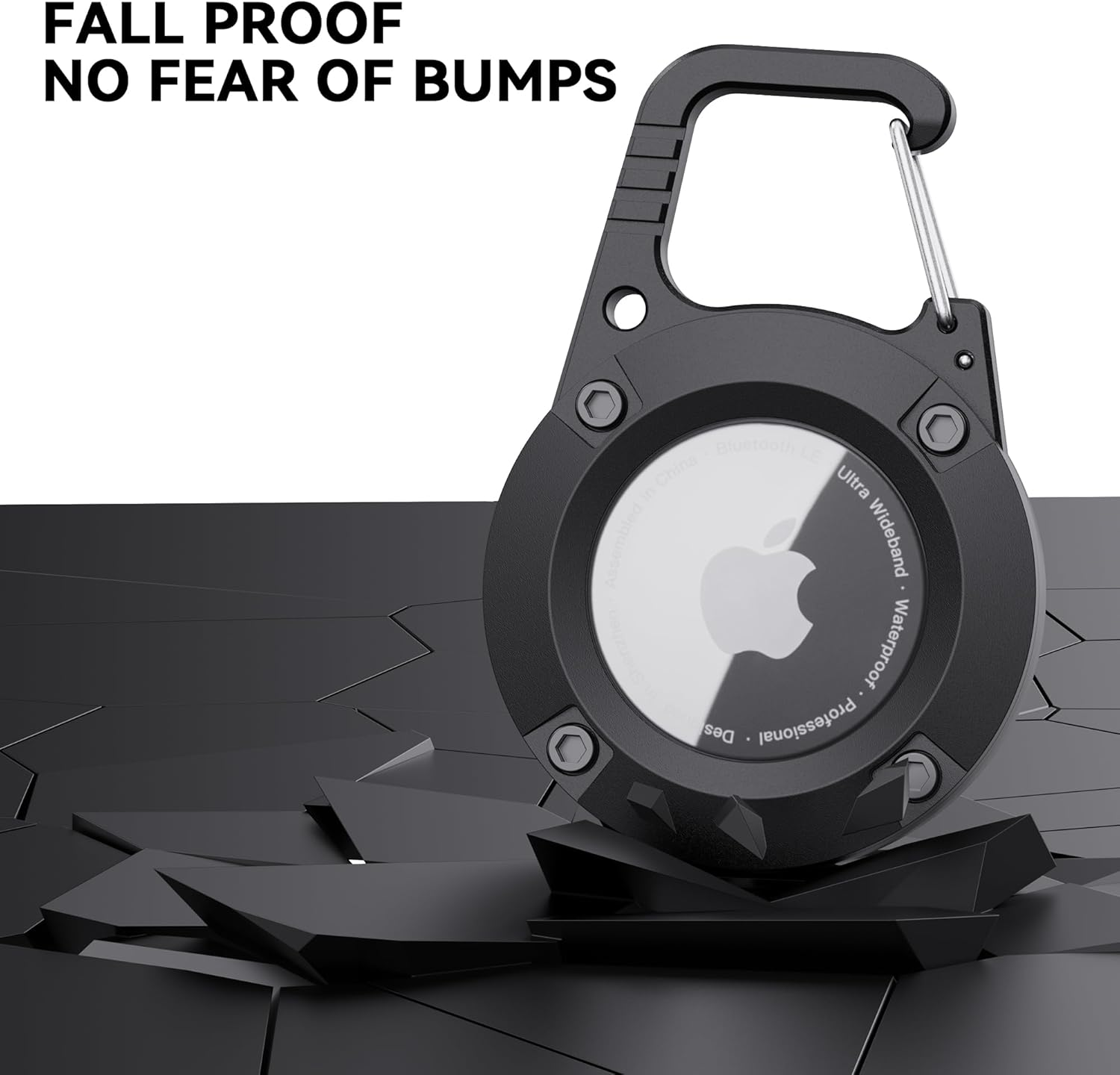 For Airtag Holder 2 Pack,Waterproof Apple Airtag Keyring with Carabiner,Airtag Case for Luggage,Keys,Backpack,Car,Bags,Kids,Dog Collar,Keychain image number 2