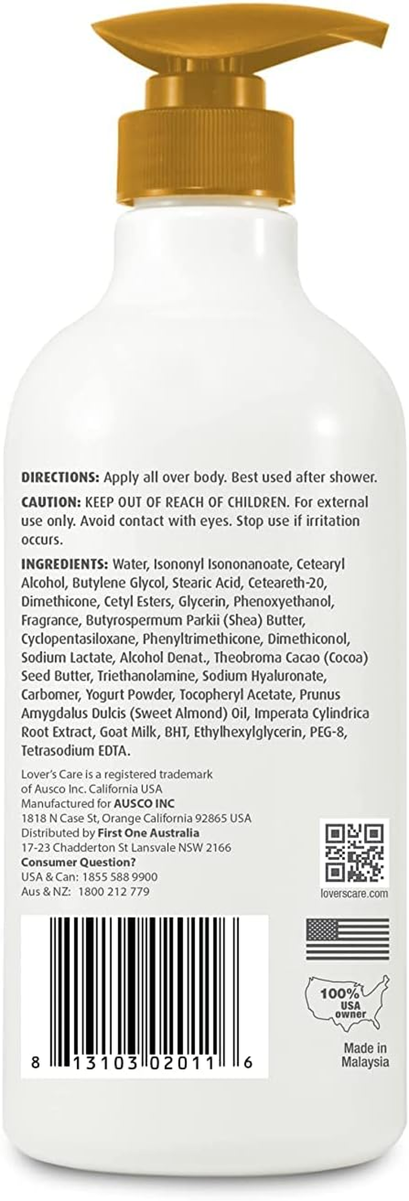 Pack of 2- Lovercare Goat Milk Moisturixing Body Wash Shower Cream Almond Oil Cocoa Butter image number 3