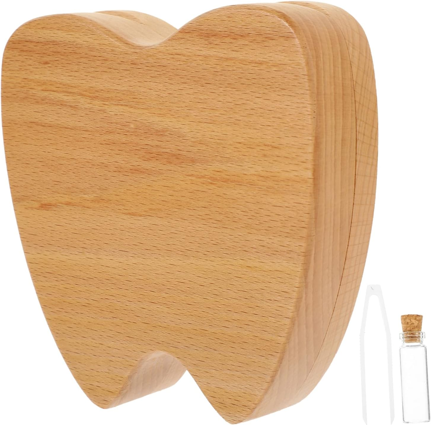 ERINGOGO Wooden Tooth Keepsake Box for Kids Baby Lost Tooth Holder Engraved Memory Container for Boys and Girls Natural Material for Cherished Memories image number 2
