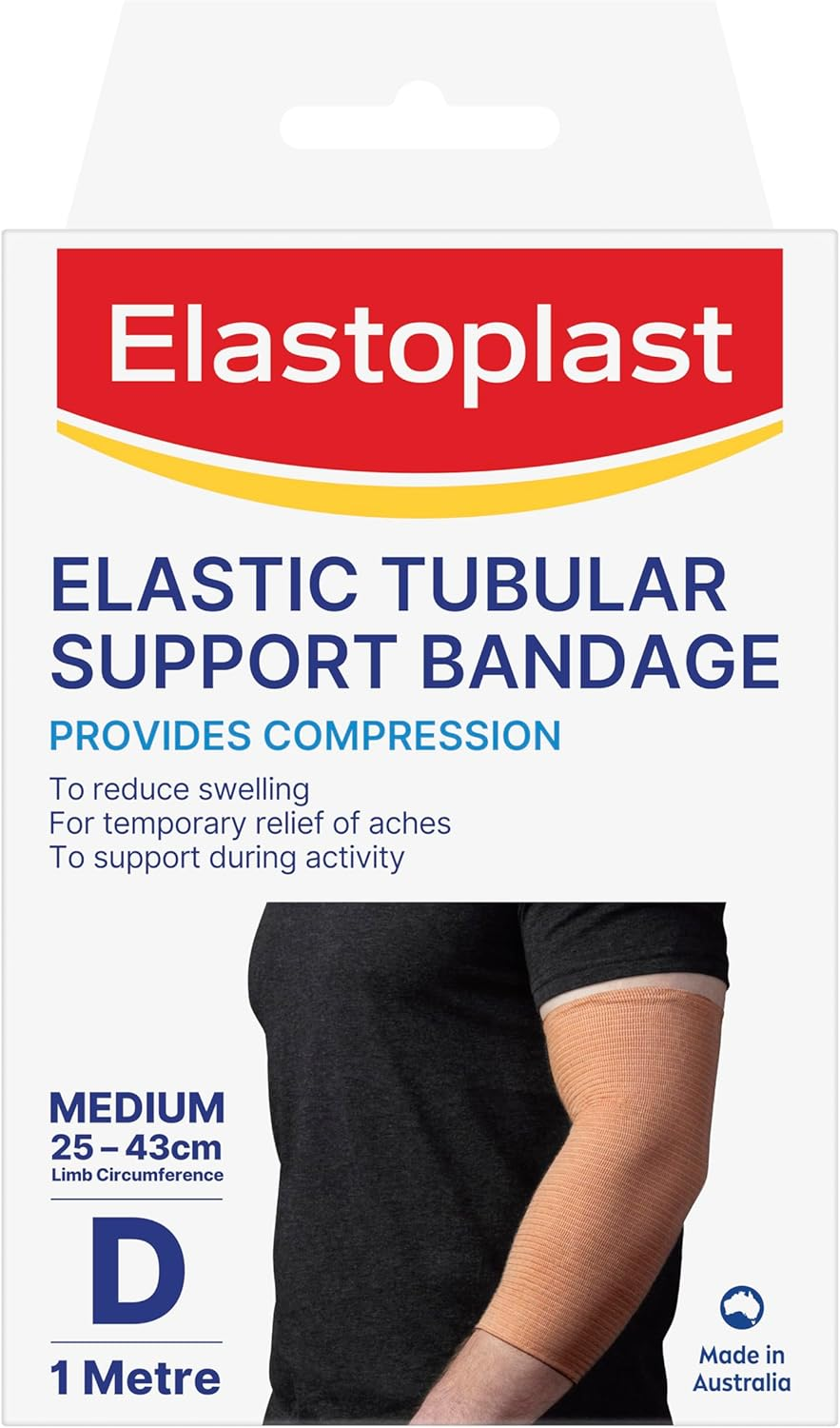 Elastoplast Elastic Tubular Support Bandage Size Medium D (1 Pack) | 1M Length | 25-43Cm Circumference | Suitable for Wrists, Ankles & Elbows | Compression Tube Bandage | Supportive Sleeve image number 2