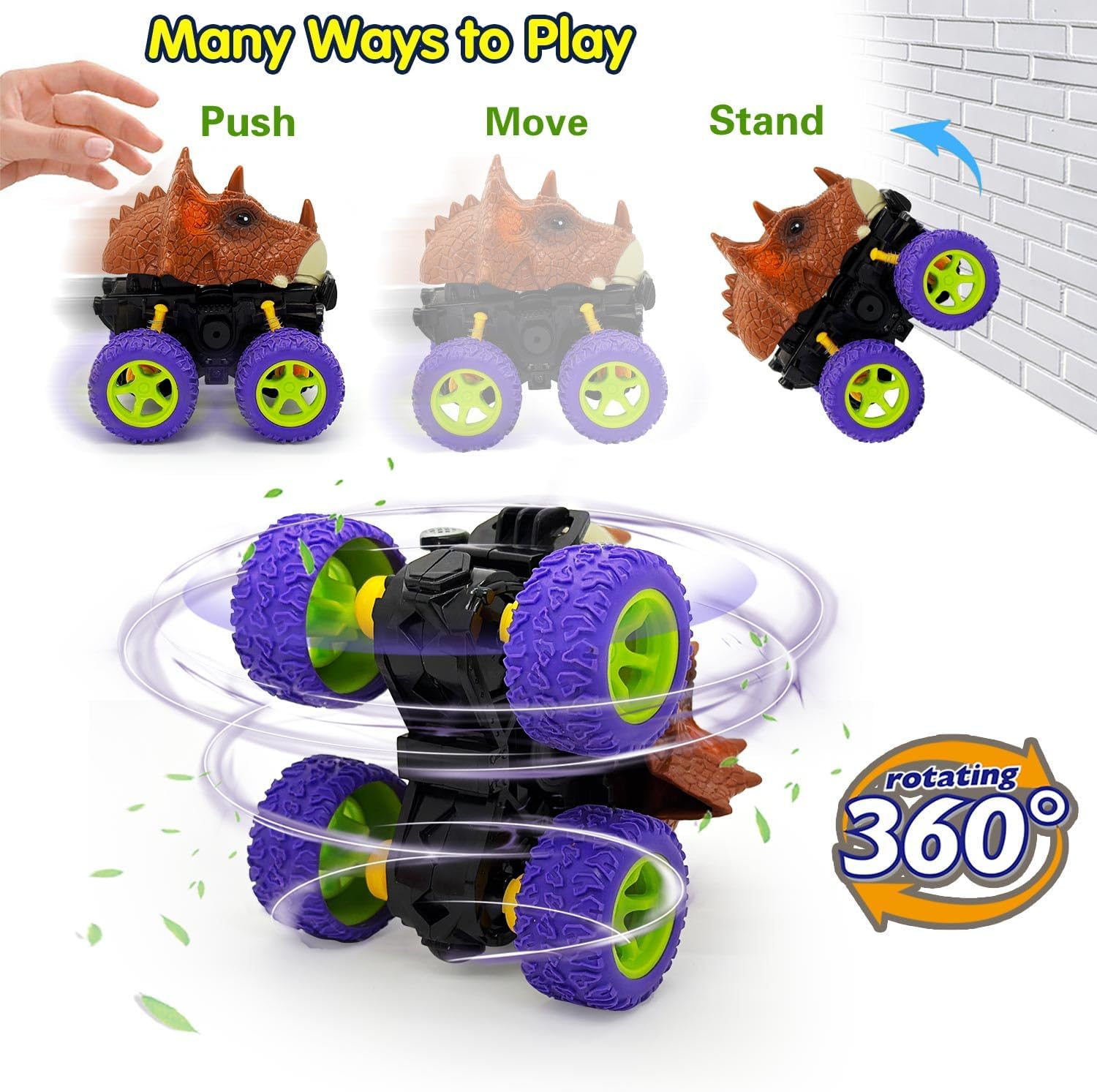 Befunsol Toys for 2 3 Year Old Boys - Monster Truck Dinosaur Toy Car Kids Toys Boys 3-5, Push and Go Friction Dinosaur Cars Toddler Toys, 2 3 4 5 Year Old Boy Christmas Birthday Gifts image number 4
