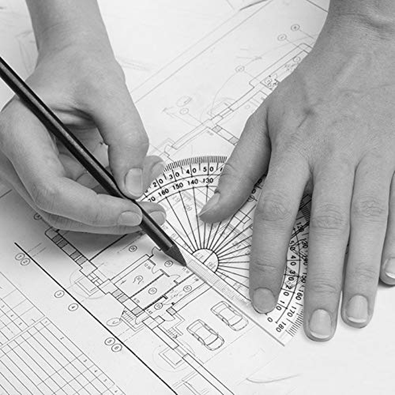 2-Piece Plastic Protractor Set, 4" and 6" Clear Color, 180&deg;