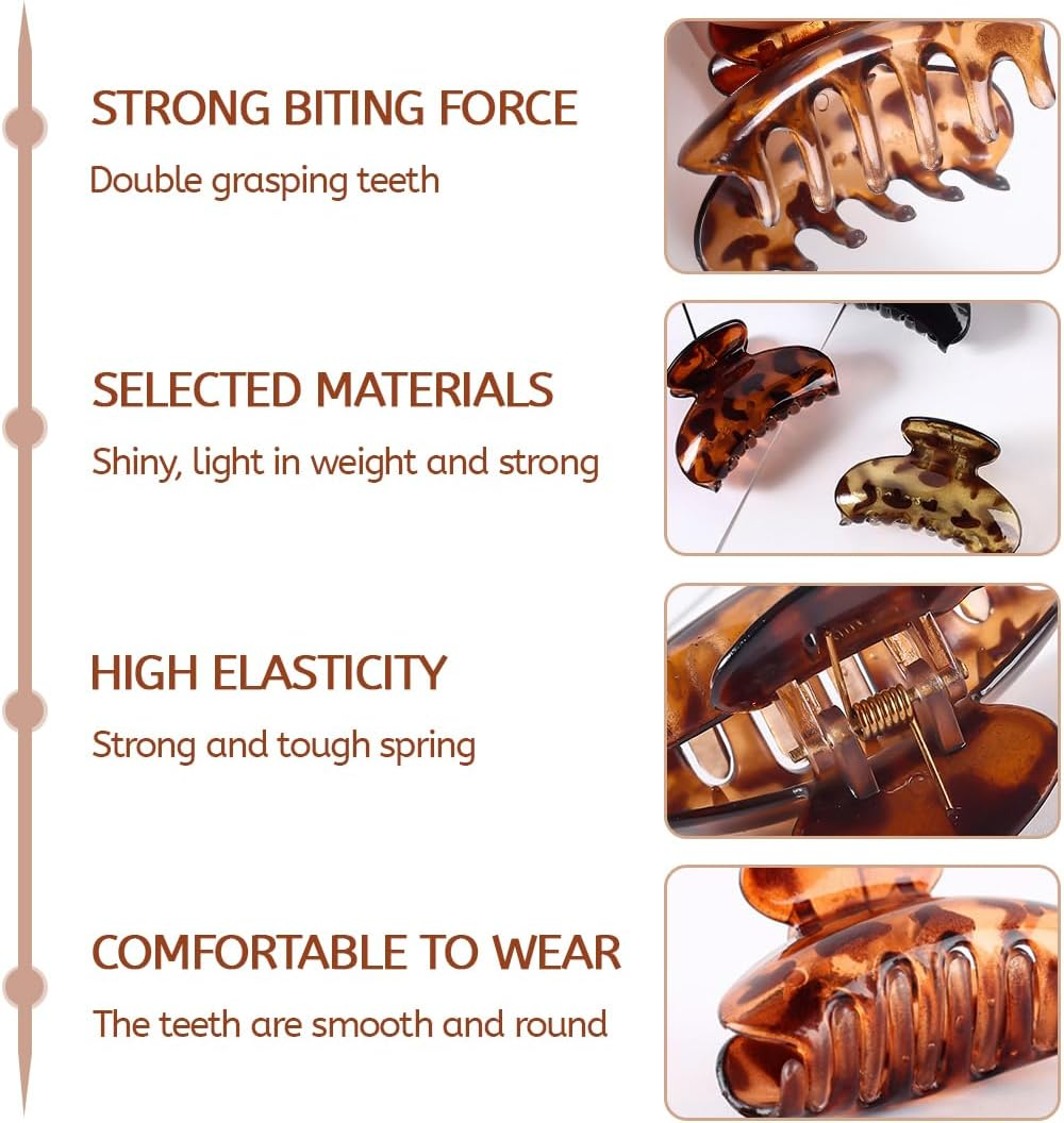 JEYORZY Pack of 3 Small Hair Clips, Women'S Hair Claw Clips, Mini Hair Claws for Girls, Non-Slip Hair Claws, Jaw Clip, Stylish Tortoiseshell Hair Clips for Thin Thick Hair