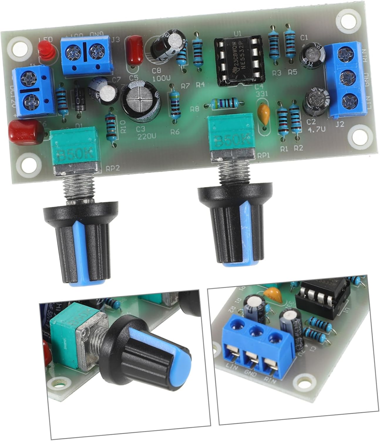 Uonlytech Low Bass Amplifier Board Preamp Module for DIY Speakers 10-24V Single Power Supply Subwoofer Low Pass Filter Audio Component for Home Theater Electronics Random Color image number 3