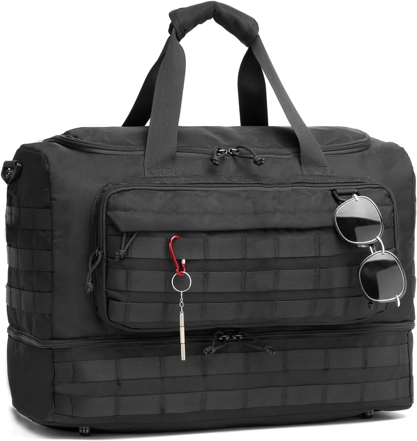 Travel Bag for Men,Military Tactical Gym Duffle Bag with Shoe Compartment Tactical Duffle Bags for Travel Carry on Bag Weekender Overnight Sport Duffel Range Bag for Workout-Black image number 3
