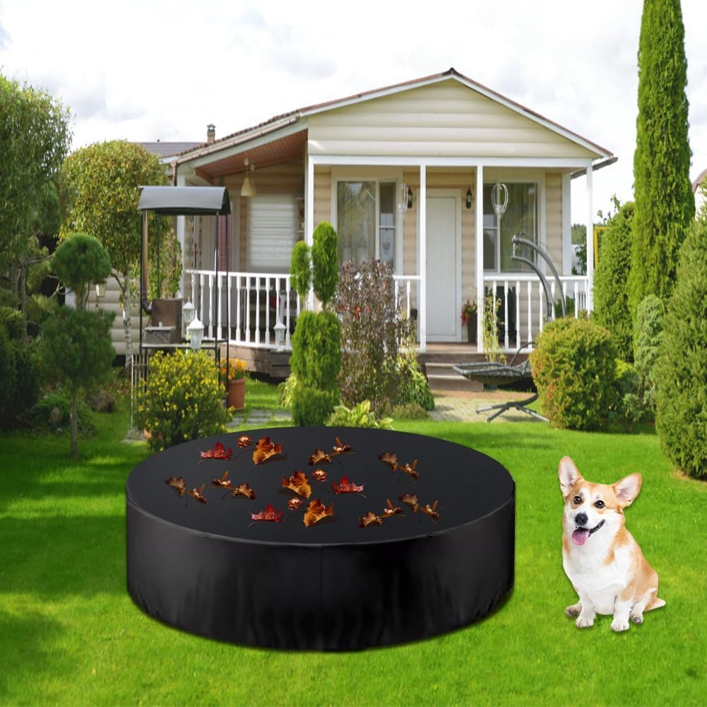 Round Pool Cover, 160 Cm X 20 Cm, Black, Uv-Resistant, Drawstring, Foldable, Dust Protection, Waterproof, Fits Most Pools image number 1