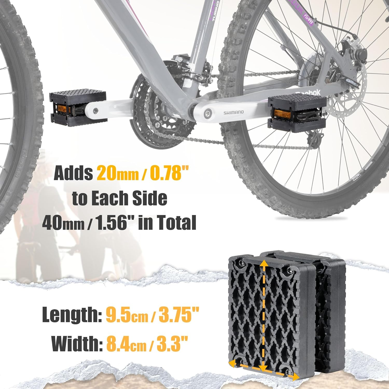 Cyclingdeal 1.5" Bicycle Pedal Blocks for Child & Adult Bikes - Bring the Pedals Closer to Rider -Secure & Comfortable Riding - Premium Quality in Small/Large Size